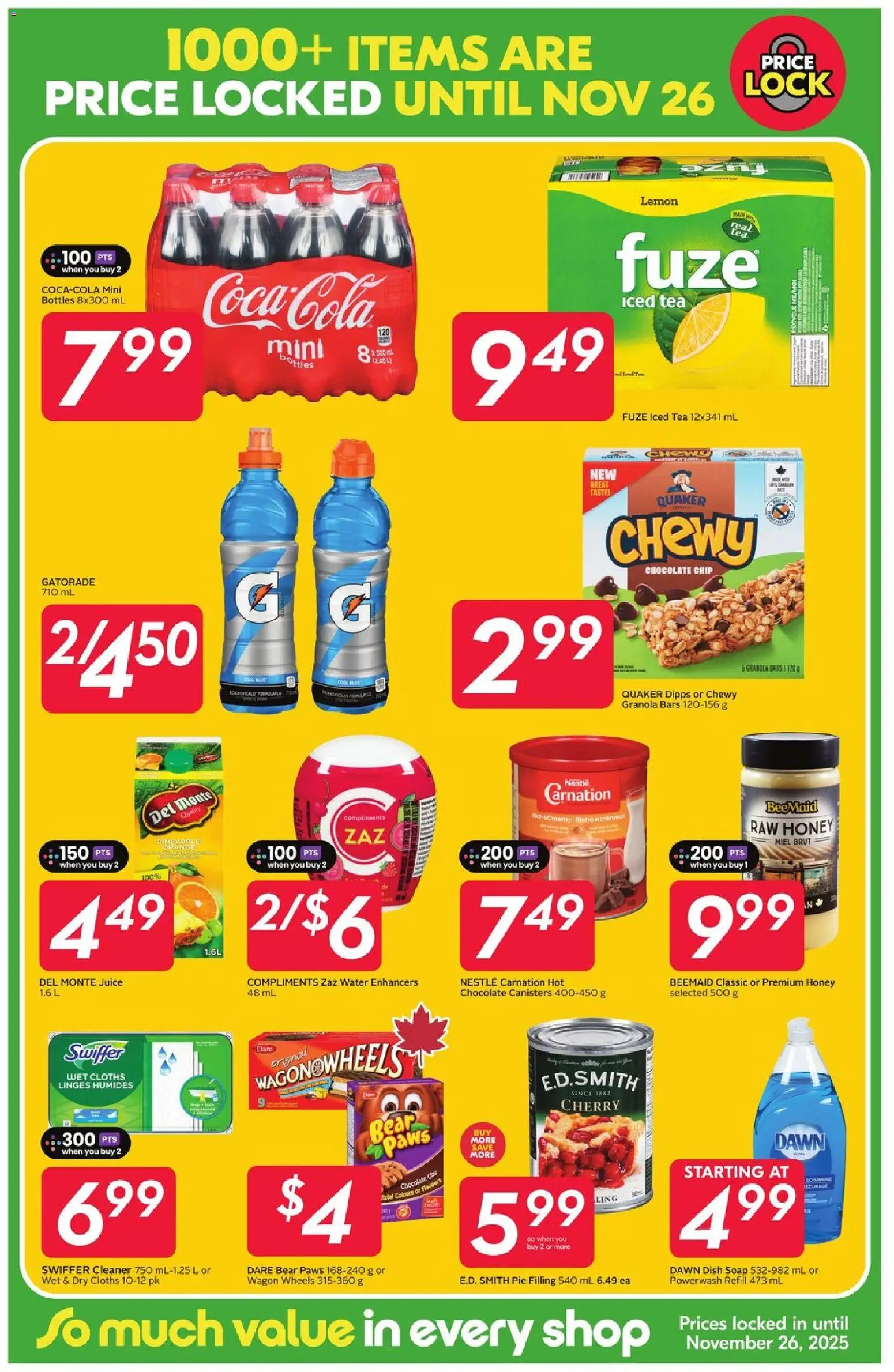 Sobeys flyer valid from 23.10.2025 | Page: 4 | Products: Pineapple, Soap, Chocolate, Juice