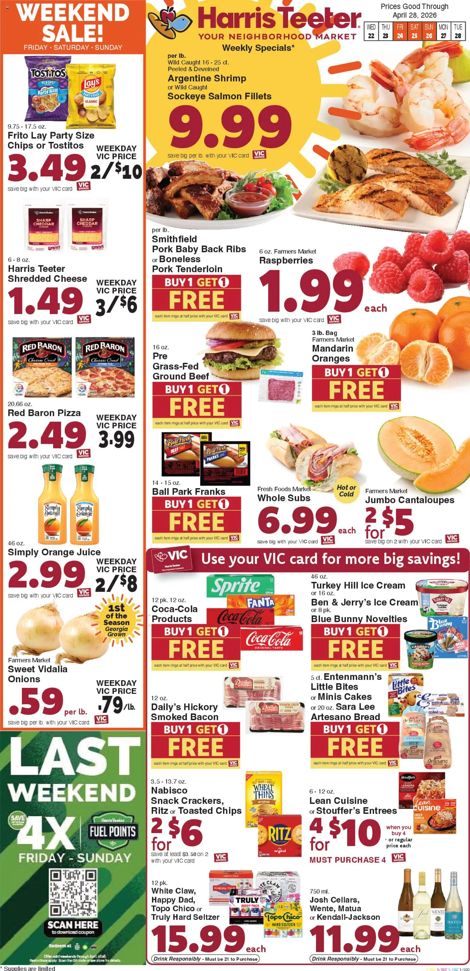 Harris Teeter Weekly Ad - NC - valid from 22.04.2026 | Page: 1 | Products: Pizza, Juice, Beef, Bag