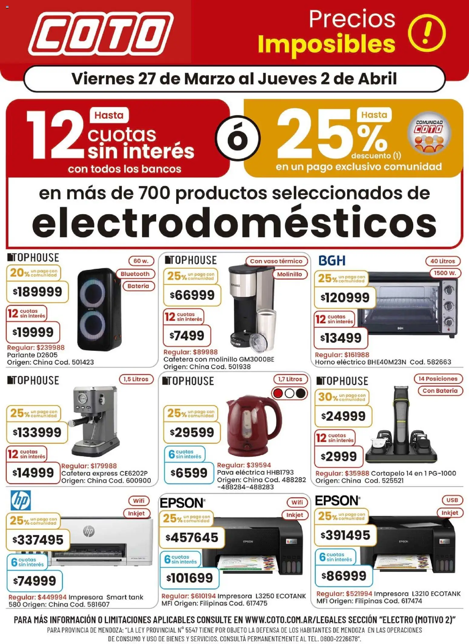 Coto - Electro Motivo B │ válido desde el 27.03.2026 | Página: 1 | Productos: Pava, Batería, Molinillo, Pava eléctrica