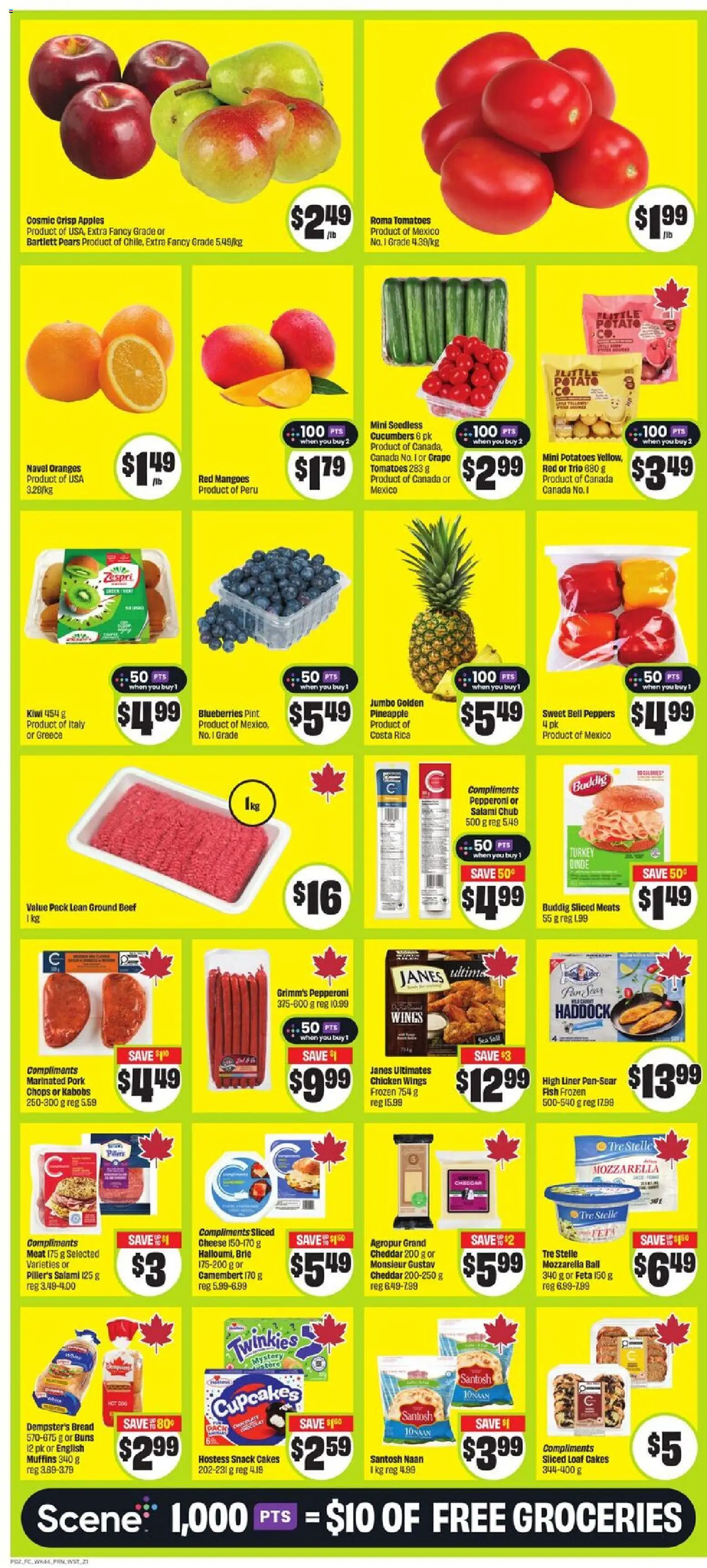 FreshCo flyer valid from 26.02.2026 | Page: 3 | Products: Fish, Kiwi, Chicken wings, Cheese