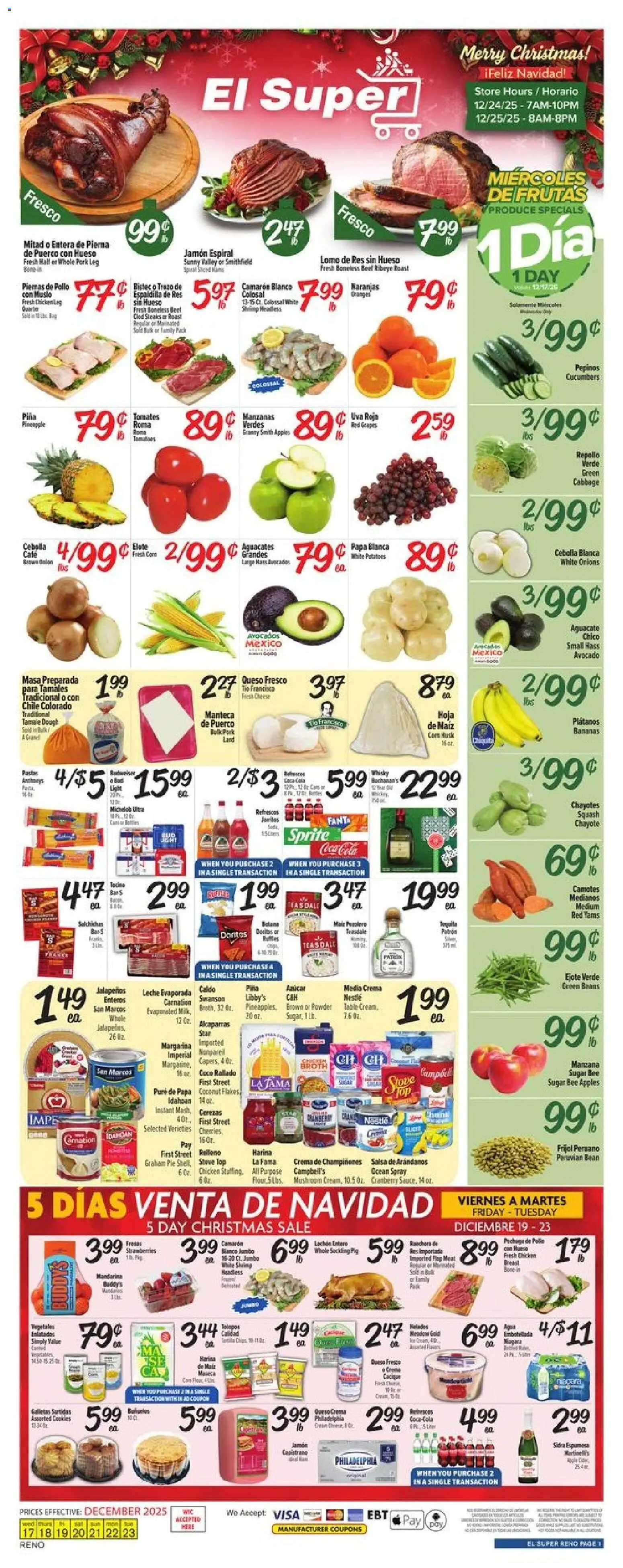 El Super Weekly Ad - valid from 17.12.2025 | Page: 1 | Products: Beef, Cucumbers, Onion, Stove
