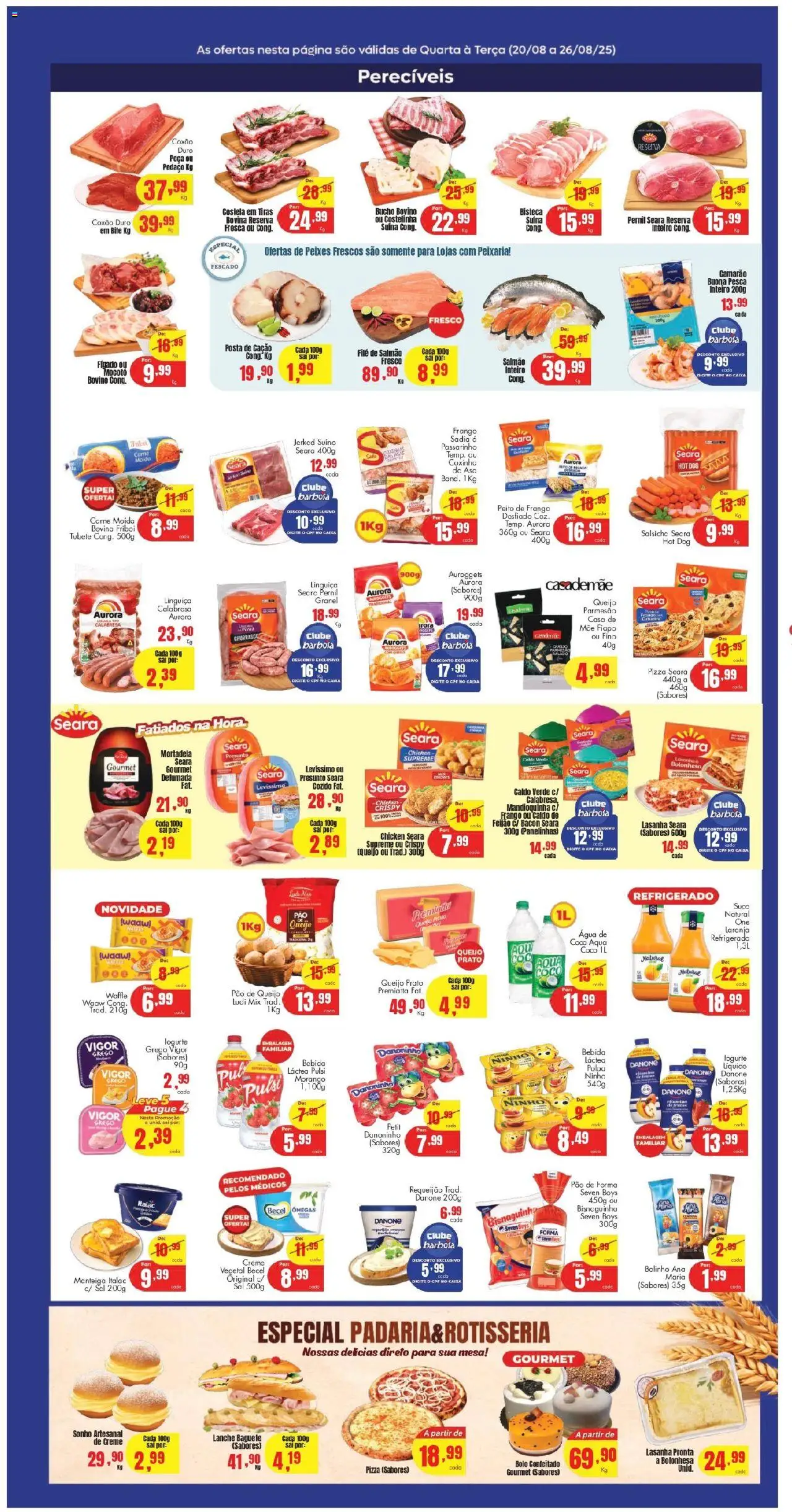 Barbosa Supermercados Folheto - válido de 20.08.2025 | Página: 2 | Produtos: Pão, Carne, Lasanha, Pão de queijo
