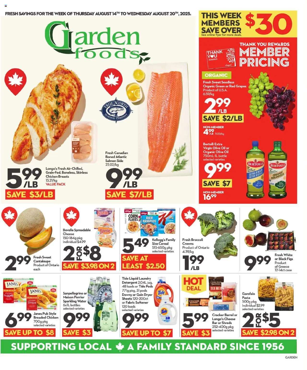 Longo's flyer valid from 14.08.2025 | Page: 1 | Products: Case, Fabric softener, Detergent, Oil
