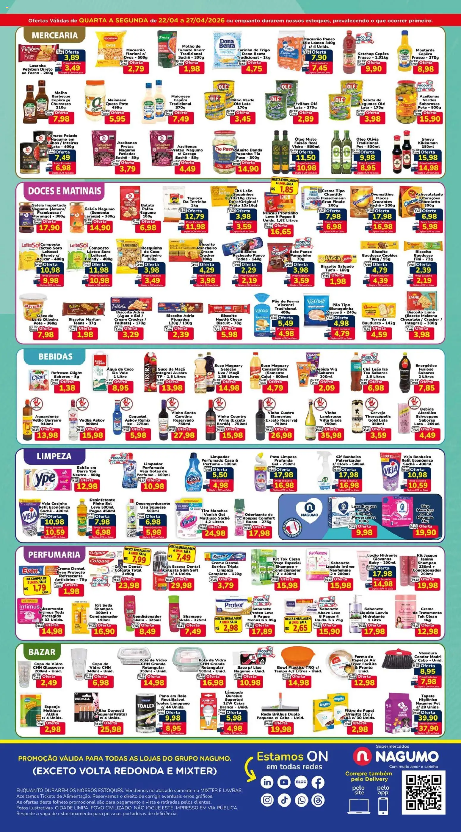 Nagumo Folheto - válido de 22.04.2026 | Página: 2 | Produtos: Creme dental colgate total, Palmito, Bebida, Creme dental