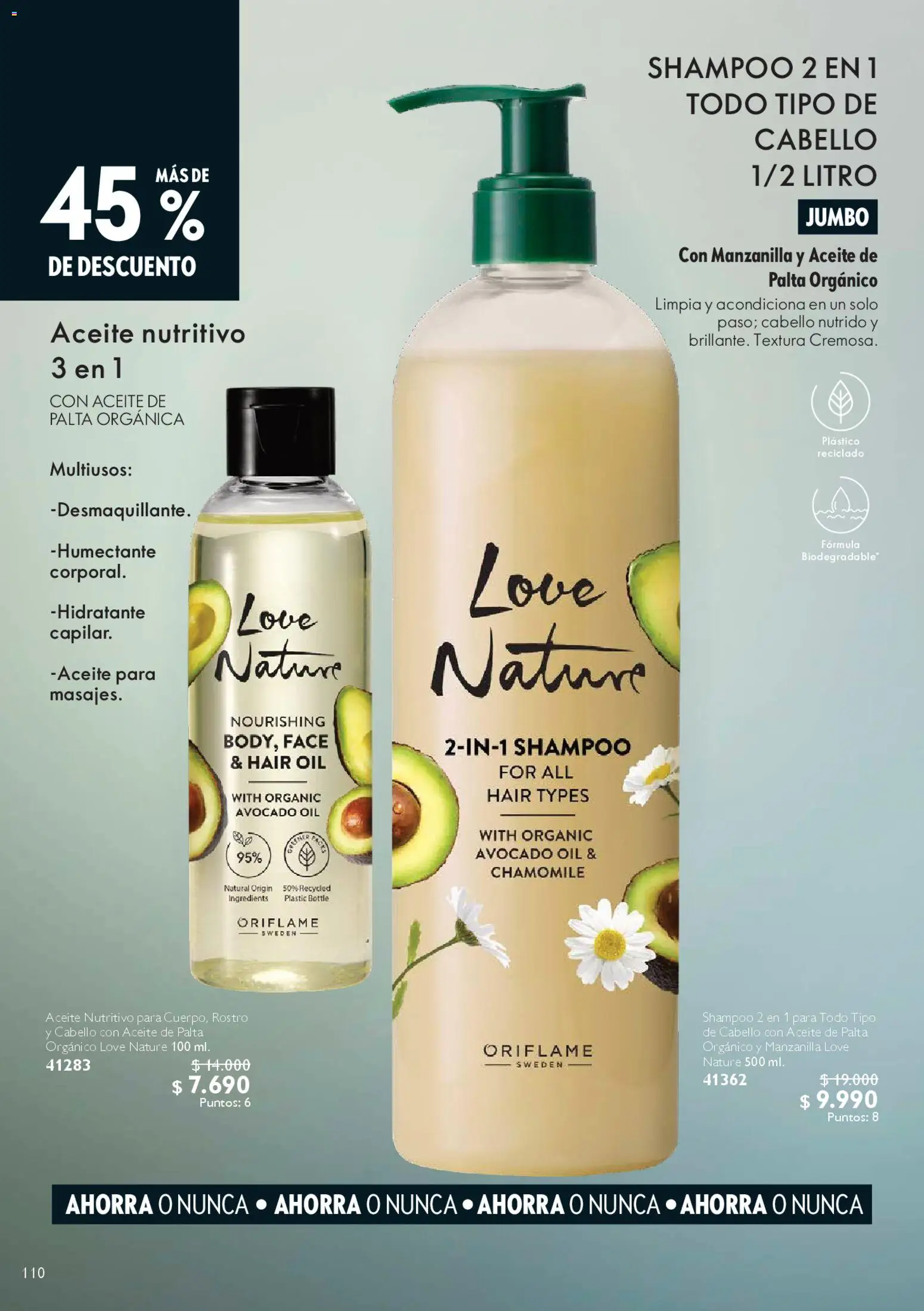 Oriflame ofertas  │ válido desde el 28.03.2026 | Página: 110 | Productos: Palta, Shampoo, Aceite