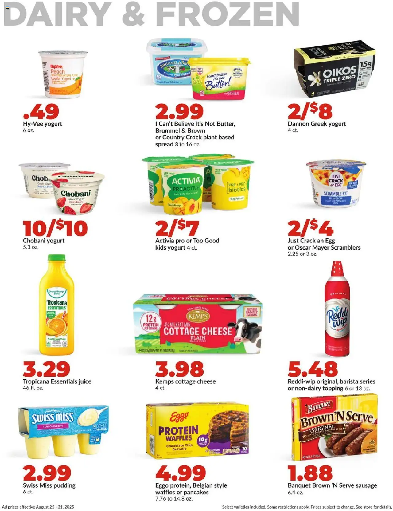 HyVee Weekly Ad - valid from 25.08.2025 | Page: 29 | Products: Yogurt, Juice, Sausage, Peach