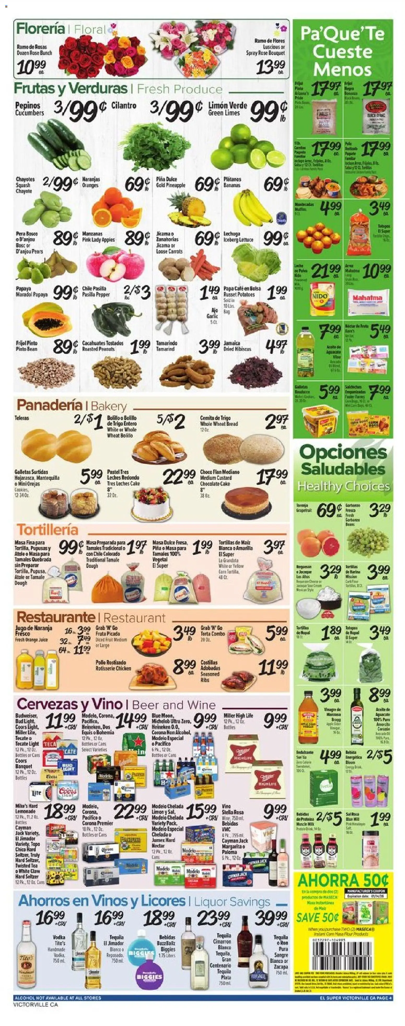 El Super Weekly Ad - CA - valid from 07.01.2026 | Page: 4 | Products: Squash, Chocolate, Beer, Oranges