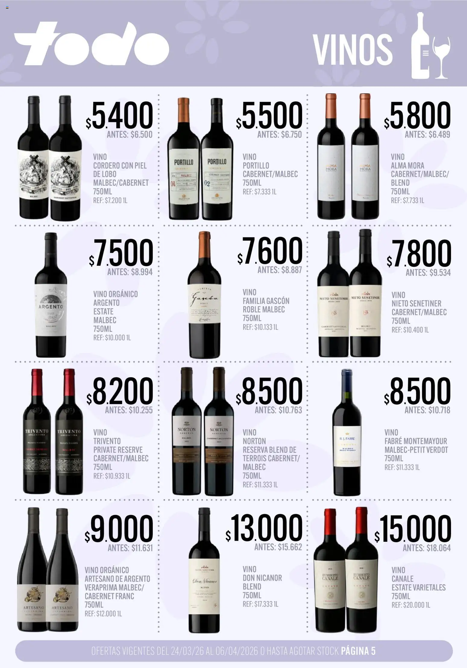 Supermercados TODO - Ofertas │ válido desde el 25.03.2026 | Página: 5 | Productos: Vino