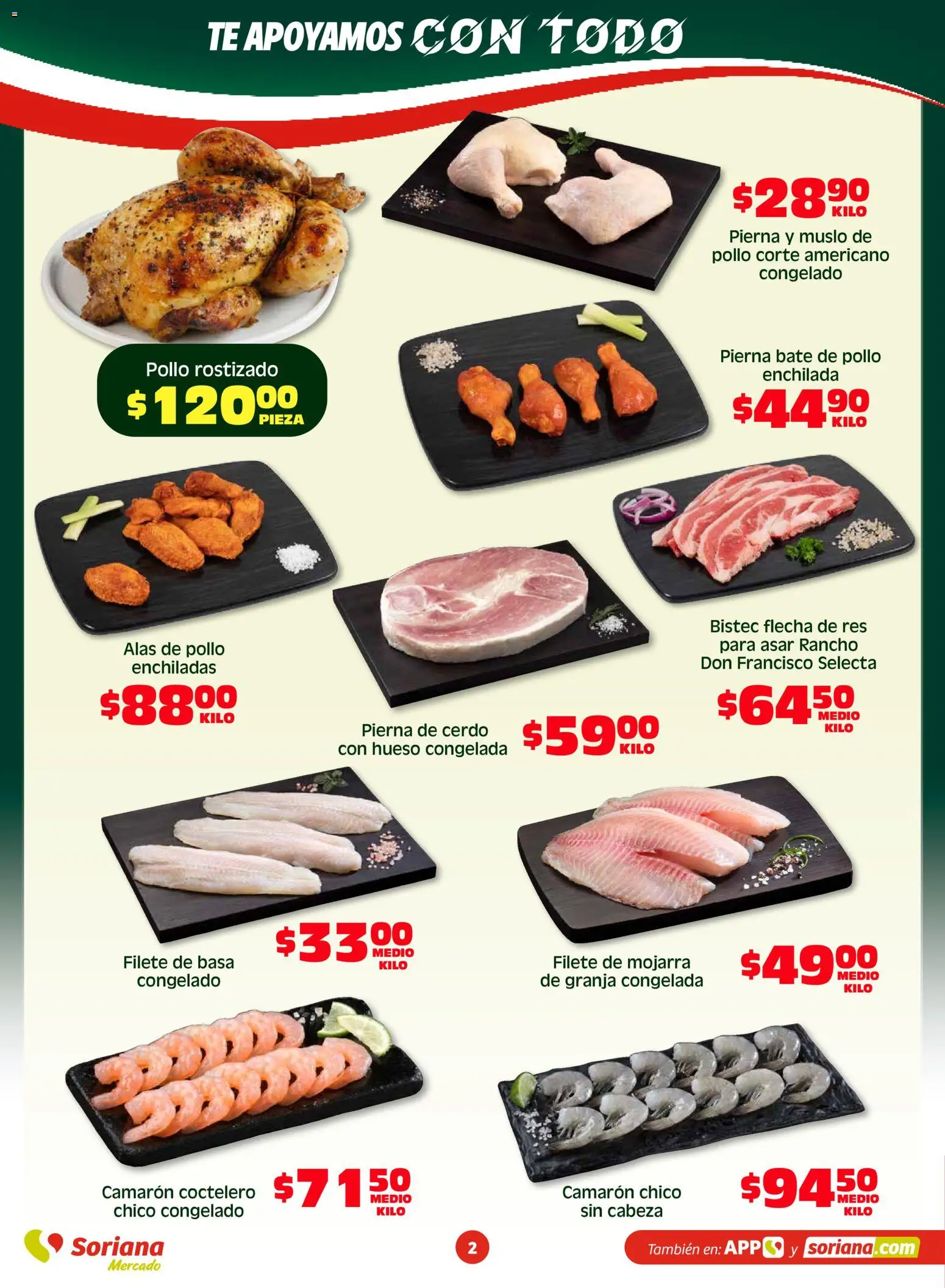 Nuevas ofertas de Soriana válidas en toda la República Mexicana desde el 17.04.2026. ¡Encuentra las mejores ofertas en Soriana Fin de Semana Mercado: Coah, Chih y Dur! | Página: 2 | Productos: Pollo, Cerdo, Res, Té