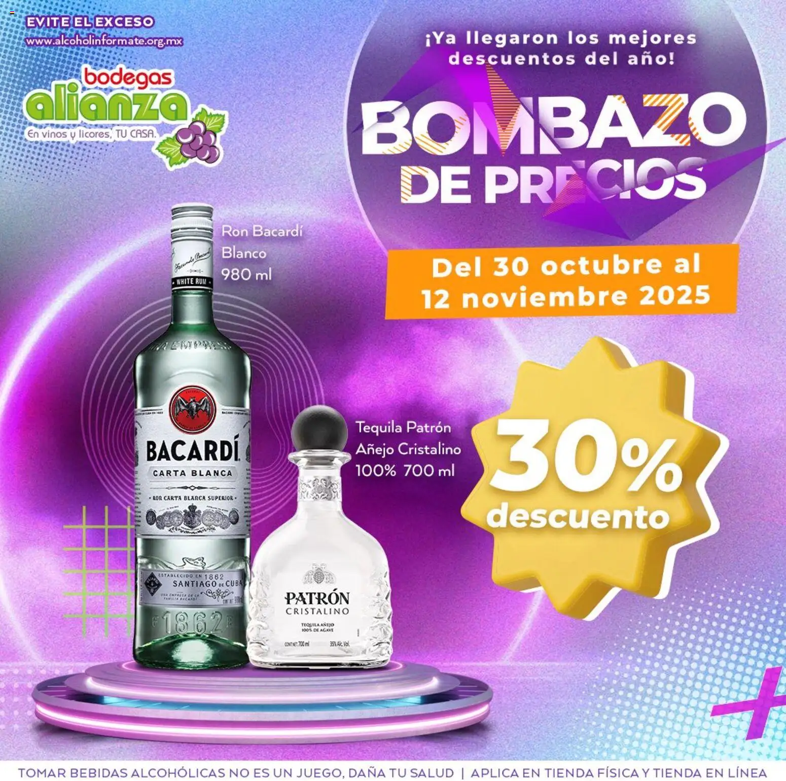 Nuevas ofertas de Bodegas Alianza válidas en toda la República Mexicana desde el 30.10.2025. ¡Encuentra las mejores ofertas en Bodegas Alianza catálogo Bombazo de Precios! | Página: 1 | Productos: Tequila