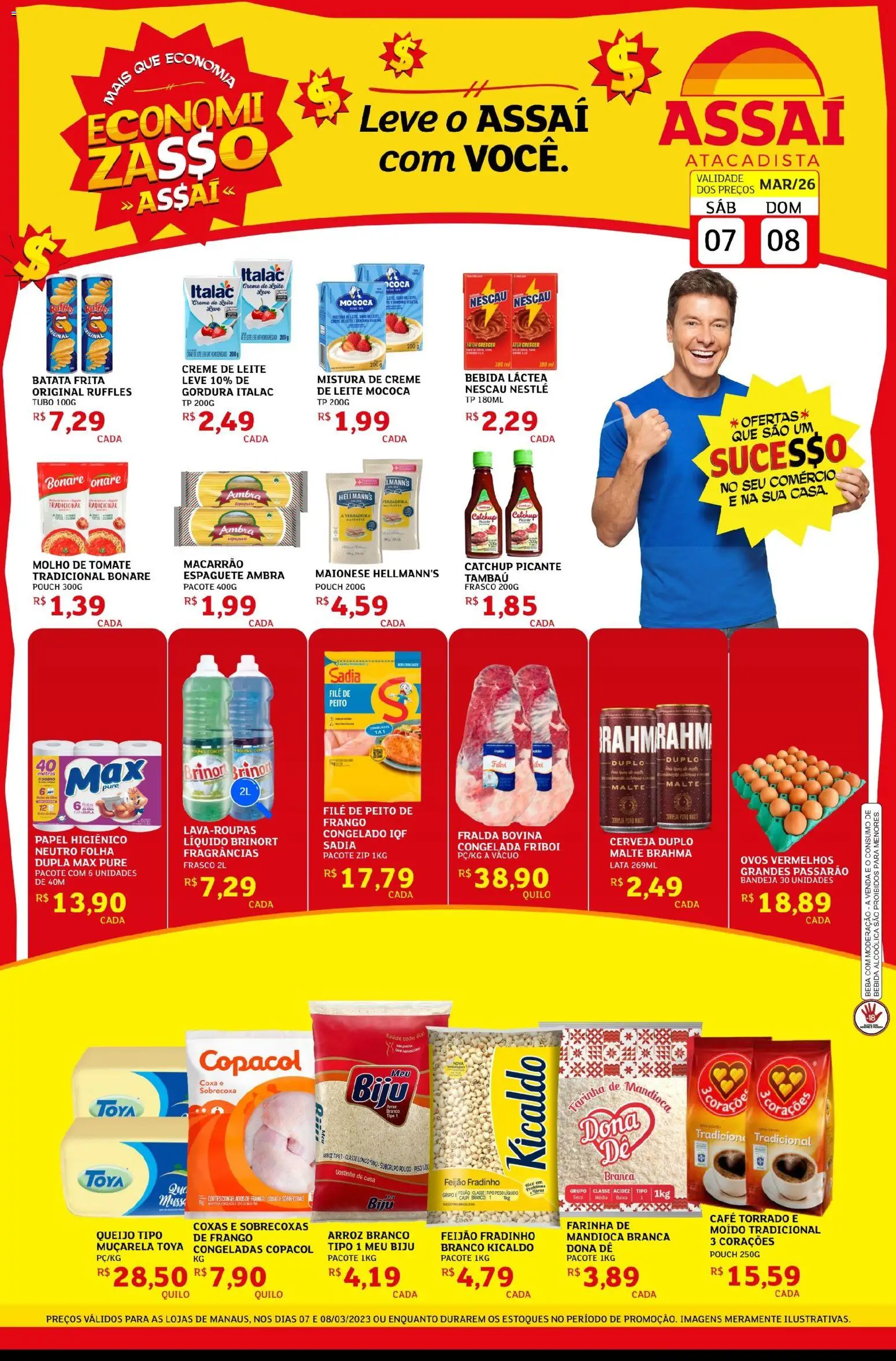 Assaí Atacadista Folheto - válido de 07.03.2026 | Página: 1 | Produtos: Espaguete, Nescau, Leite, Batata frita