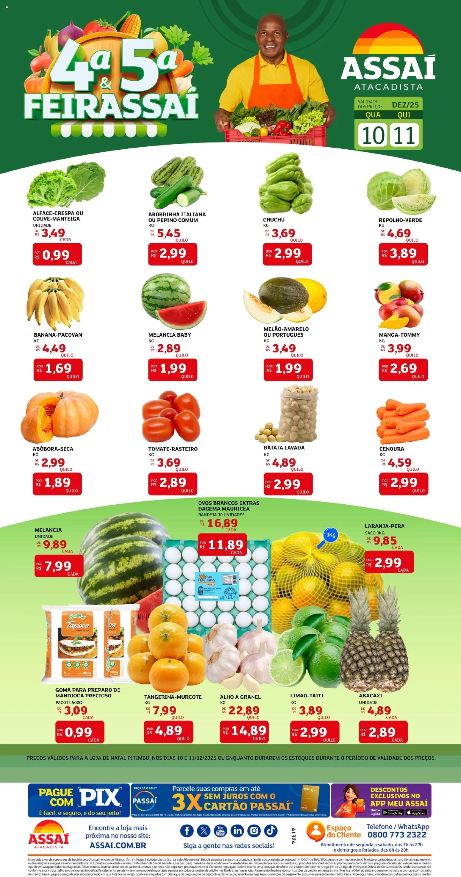 Assaí Atacadista Folheto - válido de 10.12.2025 | Página: 1 | Produtos: Tapioca, Pneus, Abacaxi, Bebida