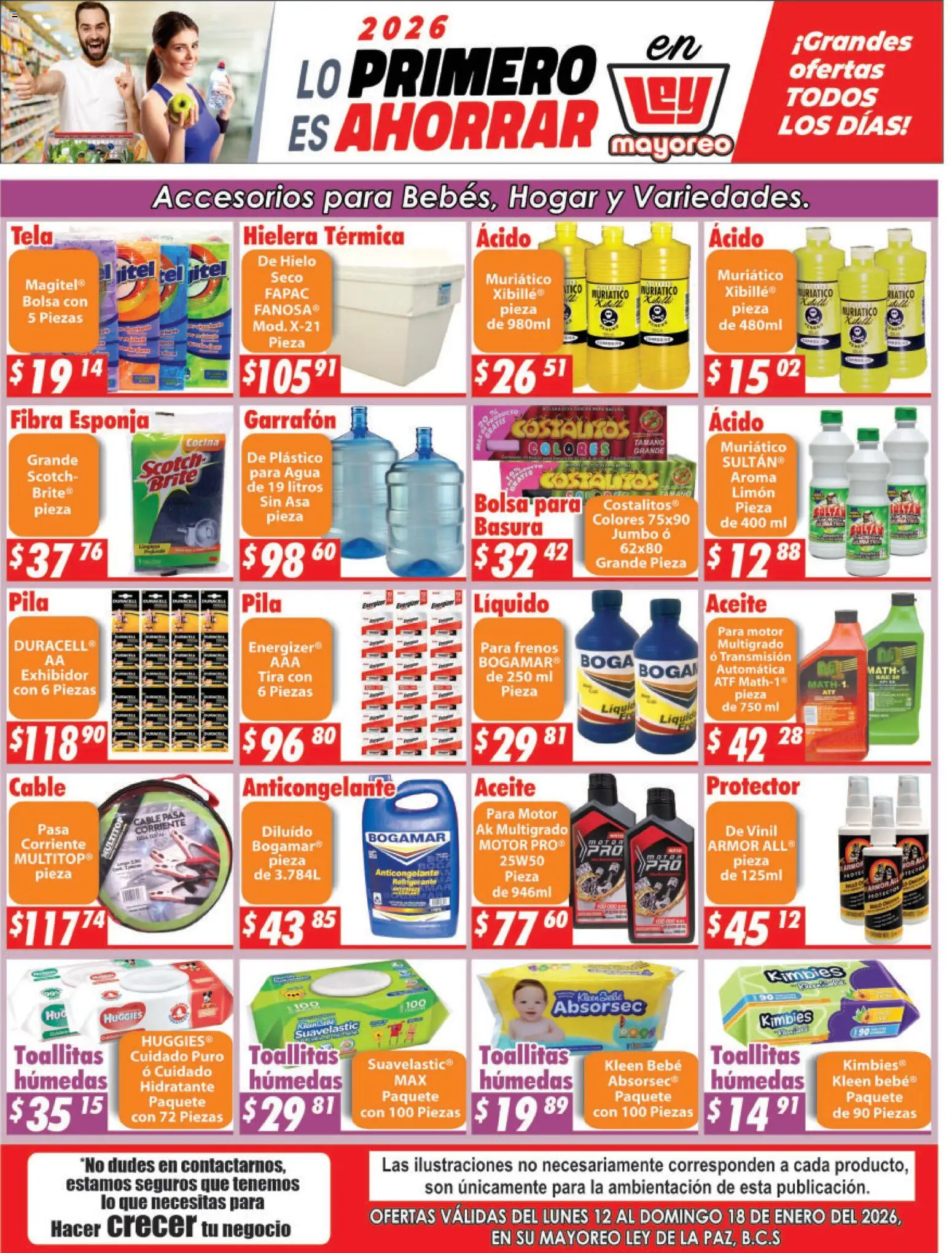 Nuevas ofertas de Casa Ley válidas en toda la República Mexicana desde el 12.01.2026. ¡Encuentra las mejores ofertas en Casa Ley folleto La Paz! | Página: 1 | Productos: Bolsa, Esponja, Cable, Pila