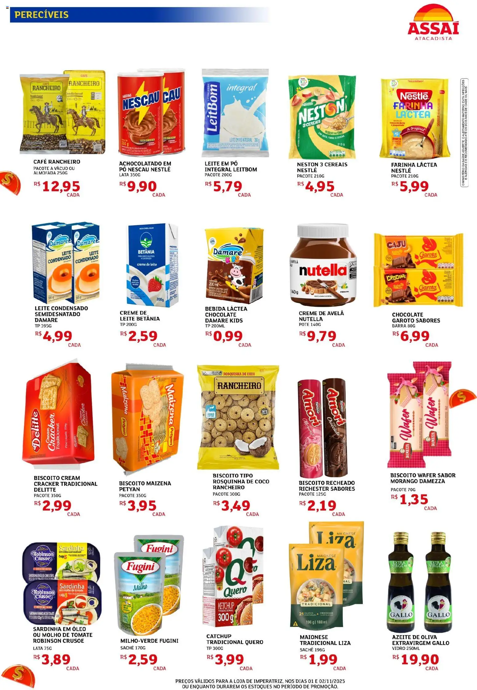 Assaí Atacadista Folheto - válido de 01.11.2025 | Página: 3 | Produtos: Nescau, Chocolate, Rosquinha, Creme de avelã