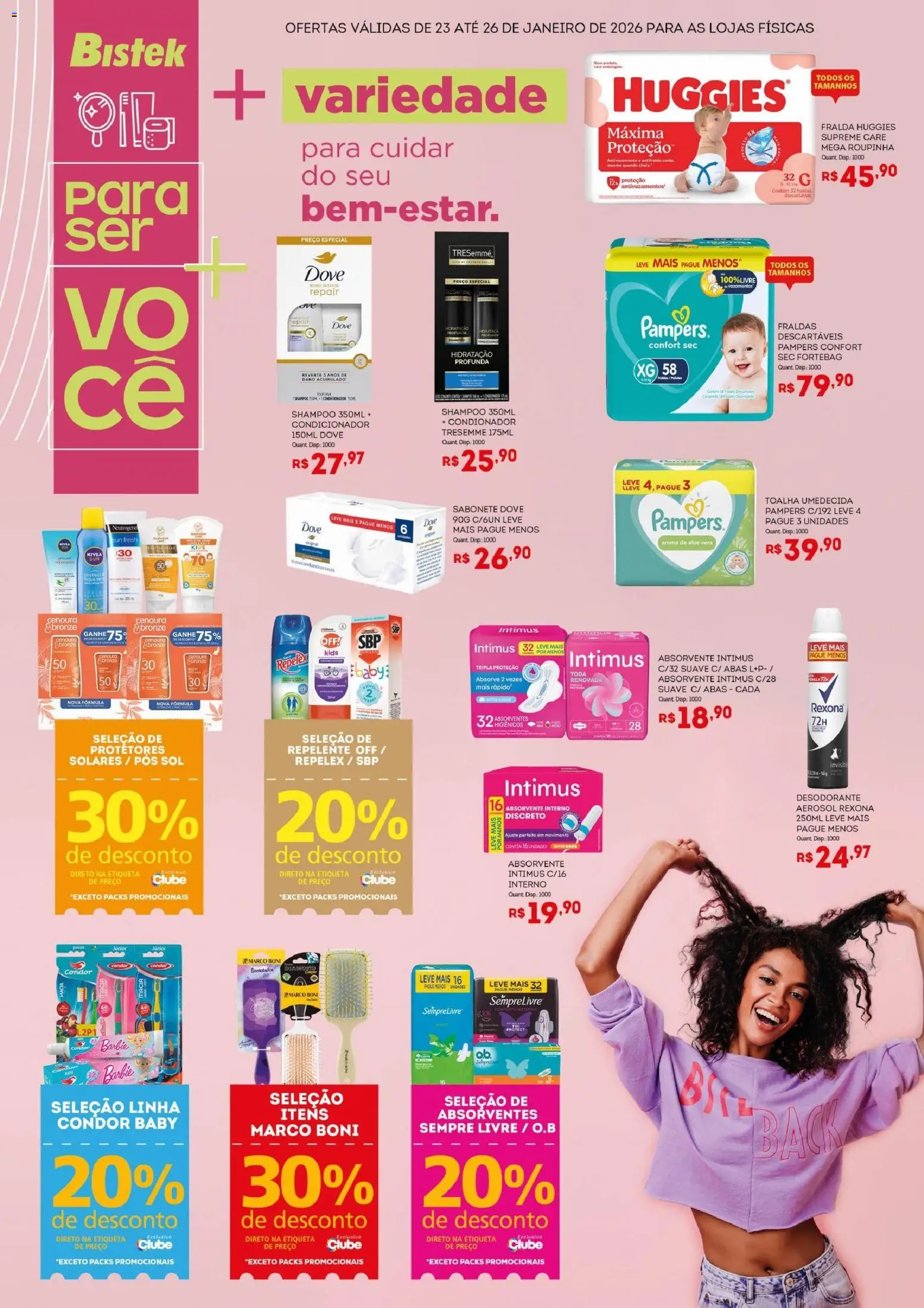 Bistek Supermercados Folheto - válido de 23.01.2026 | Página: 1 | Produtos: Rexona, Repelente, Dove, Absorvente