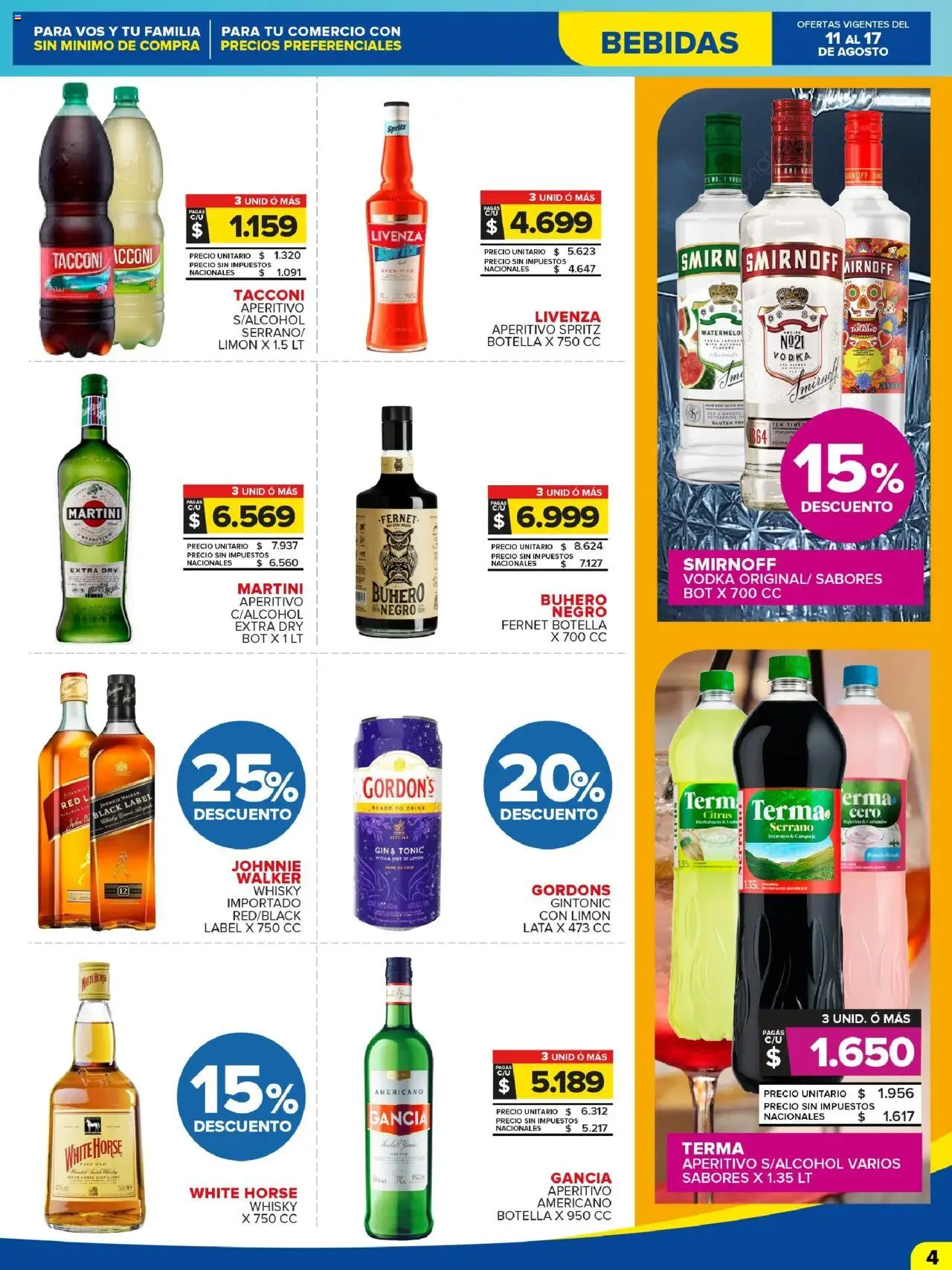 Carrefour Maxi catálogo │ válido desde el 11.08.2025 | Página: 4 | Productos: Vodka, Gin, Fernet, Limón