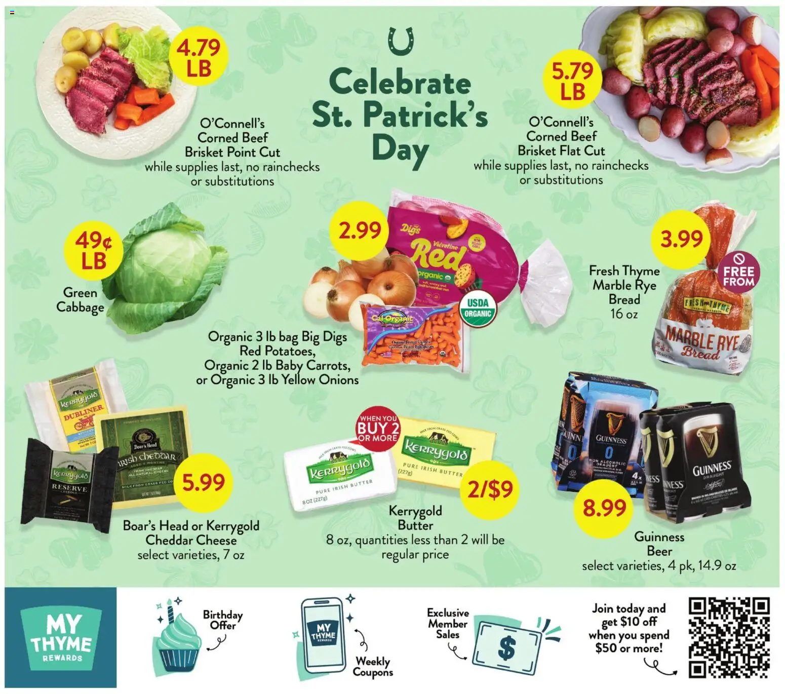 Fresh Thyme Weekly Ad - KY - valid from 11.03.2026 | Page: 3 | Products: Butter, Beef, Cabbage, Bag