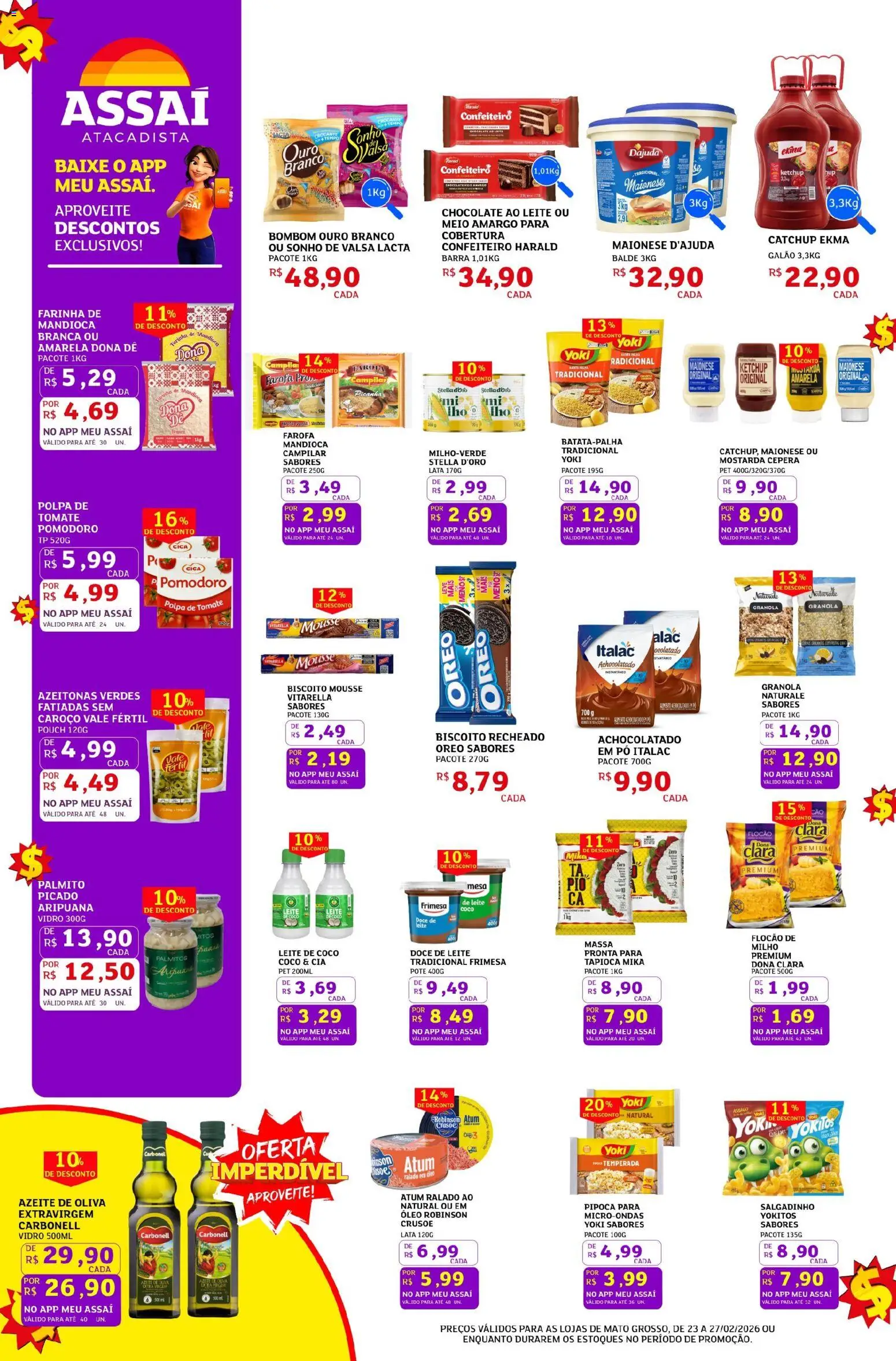Assaí Atacadista Folheto - válido de 23.02.2026 | Página: 2 | Produtos: Óleo, Ketchup, Maionese, Biscoito recheado