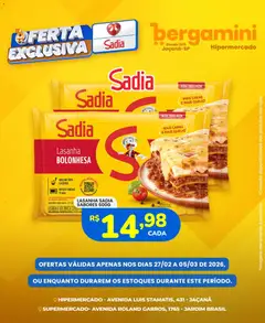 Supermercado Bergamini ofertas Sadia e a Perdigão - Pré-Visualização do folheto da loja Supermercado Bergamini, válido de 27.02.2026