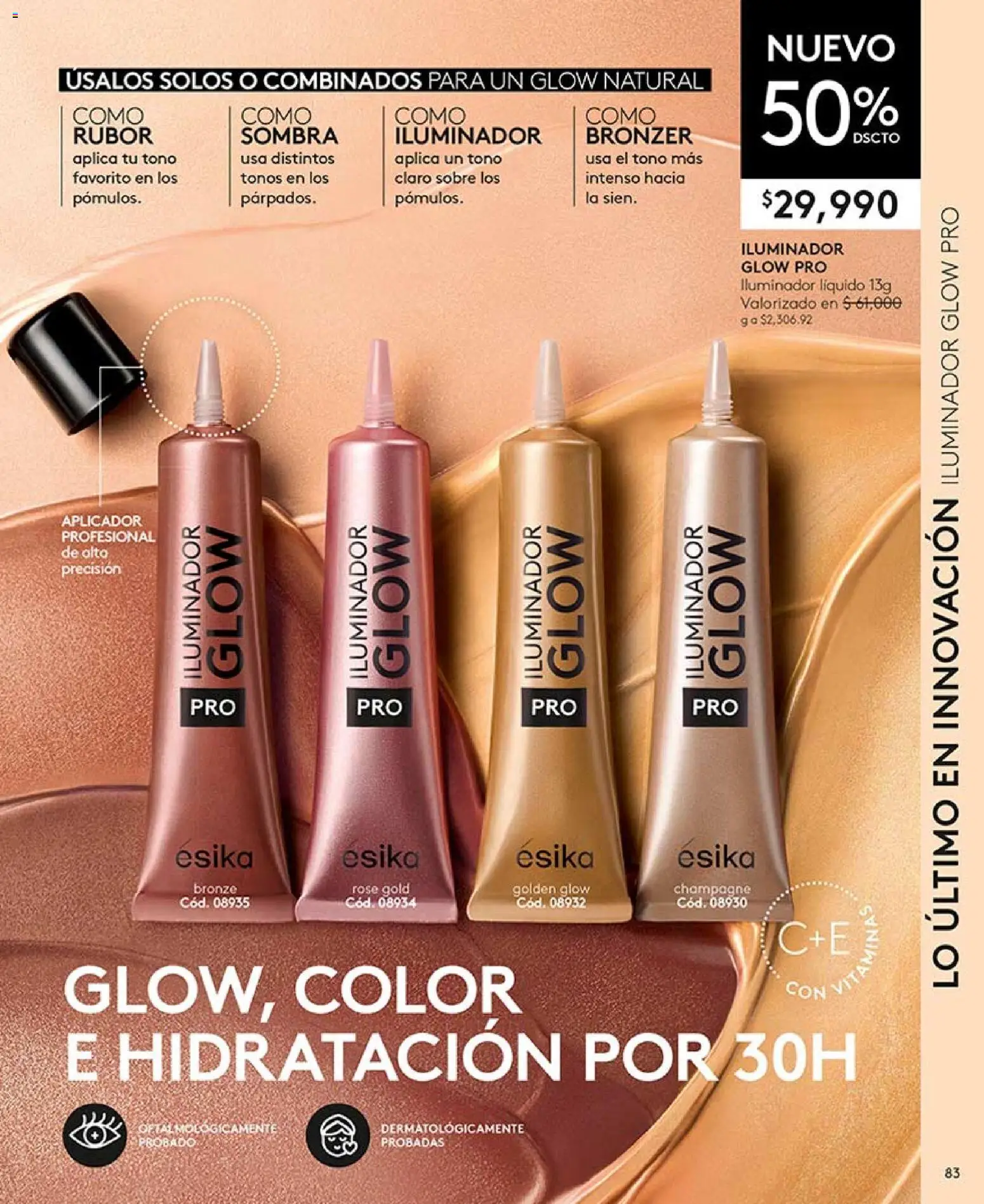Ésika revista - valida desde el 15.04.2026 | Página: 83 | Productos: Iluminador, Rubor, Sobre, Sombra