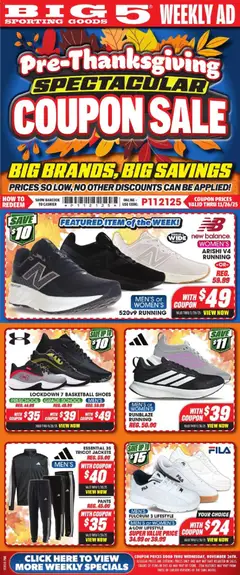 Preview of Big 5 Sporting Goods weekly ads valid from 21.11.2025