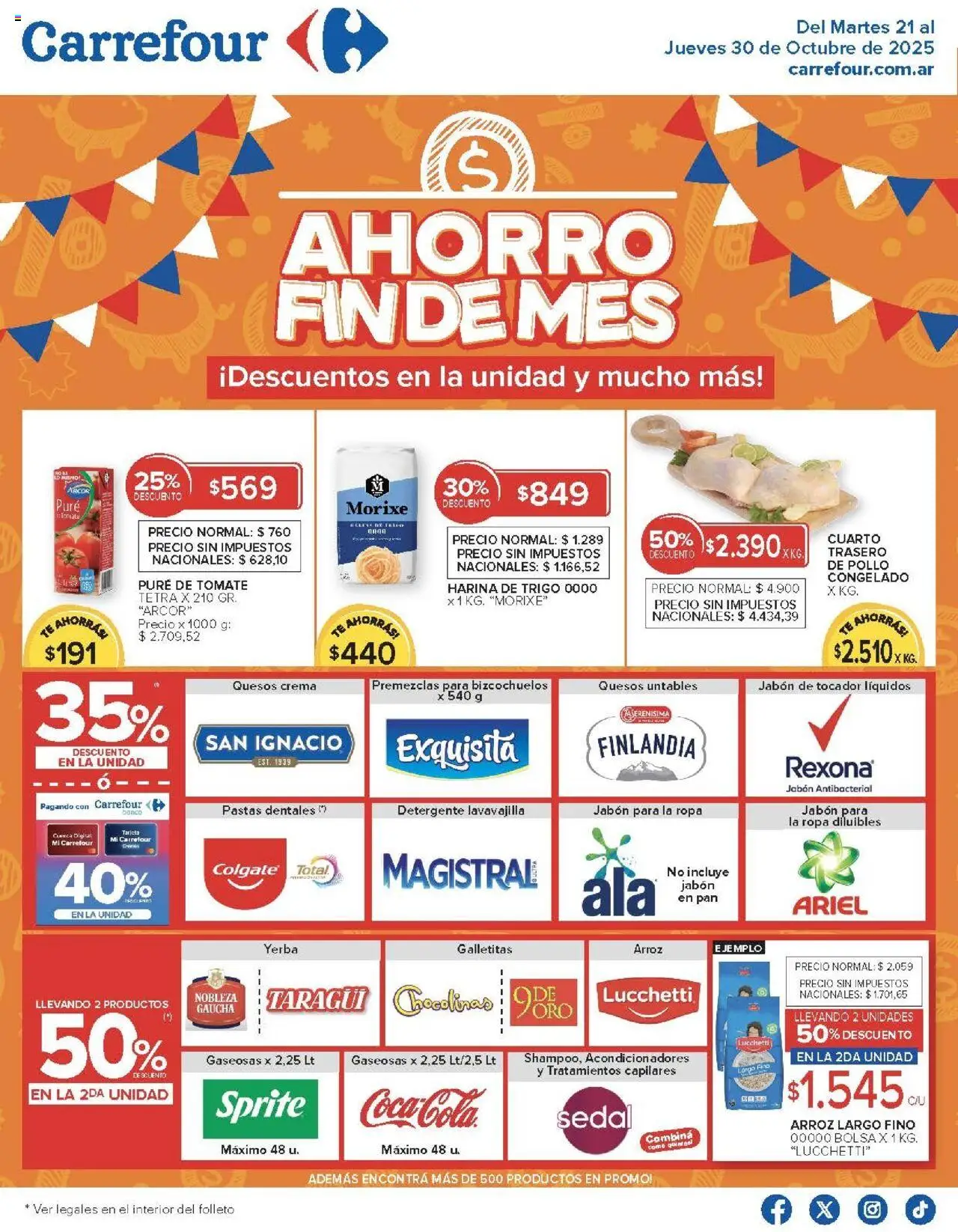 Carrefour ofertas - Comodoro │ válido desde el 21.10.2025 | Página: 1 | Productos: Bolsa, Pollo, Yerba, Pure de Tomate