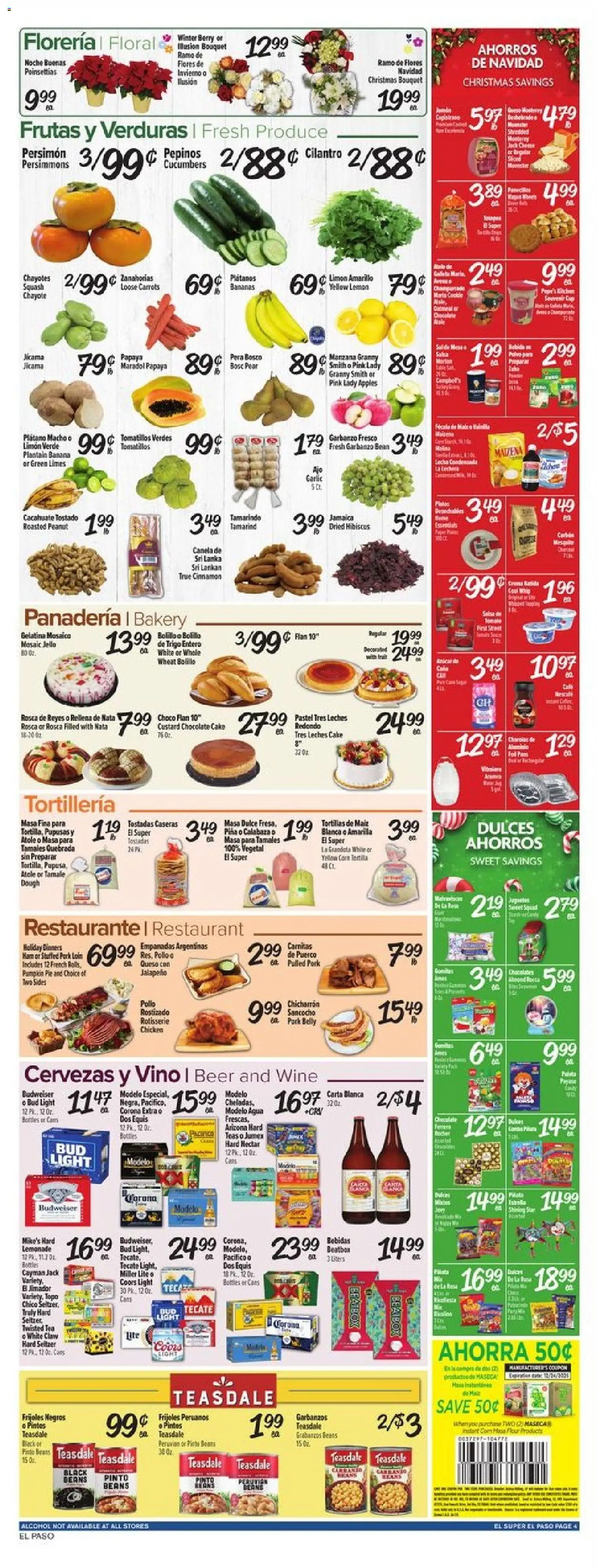 El Super Weekly Ad - TX - valid from 17.12.2025 | Page: 4 | Products: Chocolate, Beer, Pork, Bananas