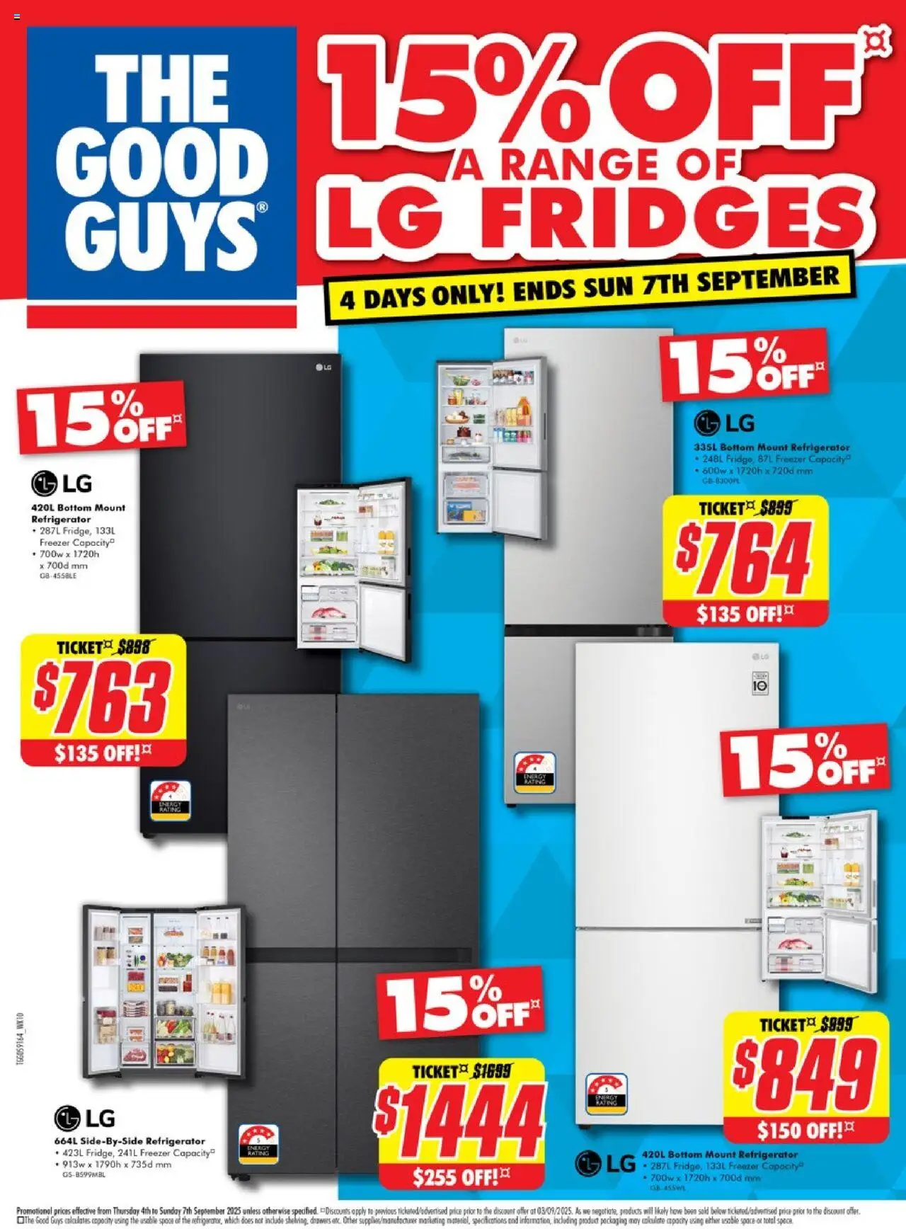 The Good Guys catalogue - valid from 03.09.2025 | Page: 1 | Products: Freezer, Refrigerator