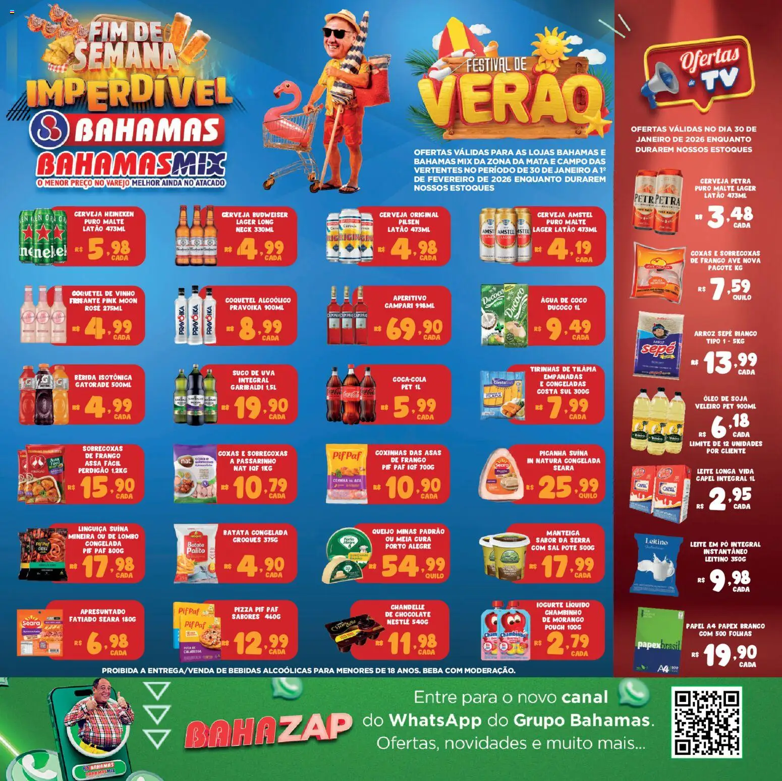 Bahamas Supermercados Folheto - válido de 30.01.2026 | Página: 1 | Produtos: Caixa, Manteiga, Vinho, Sal