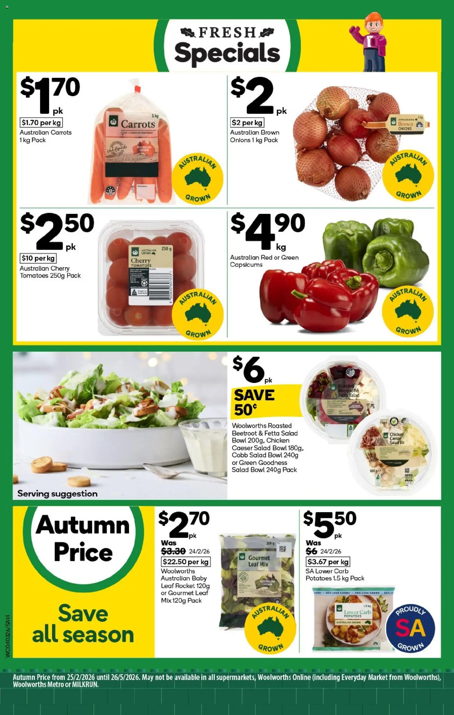 Woolworths catalogue - valid from 04.03.2026 | Page: 14 | Products: Chicken, Tomatoes, Carrots, Rocket