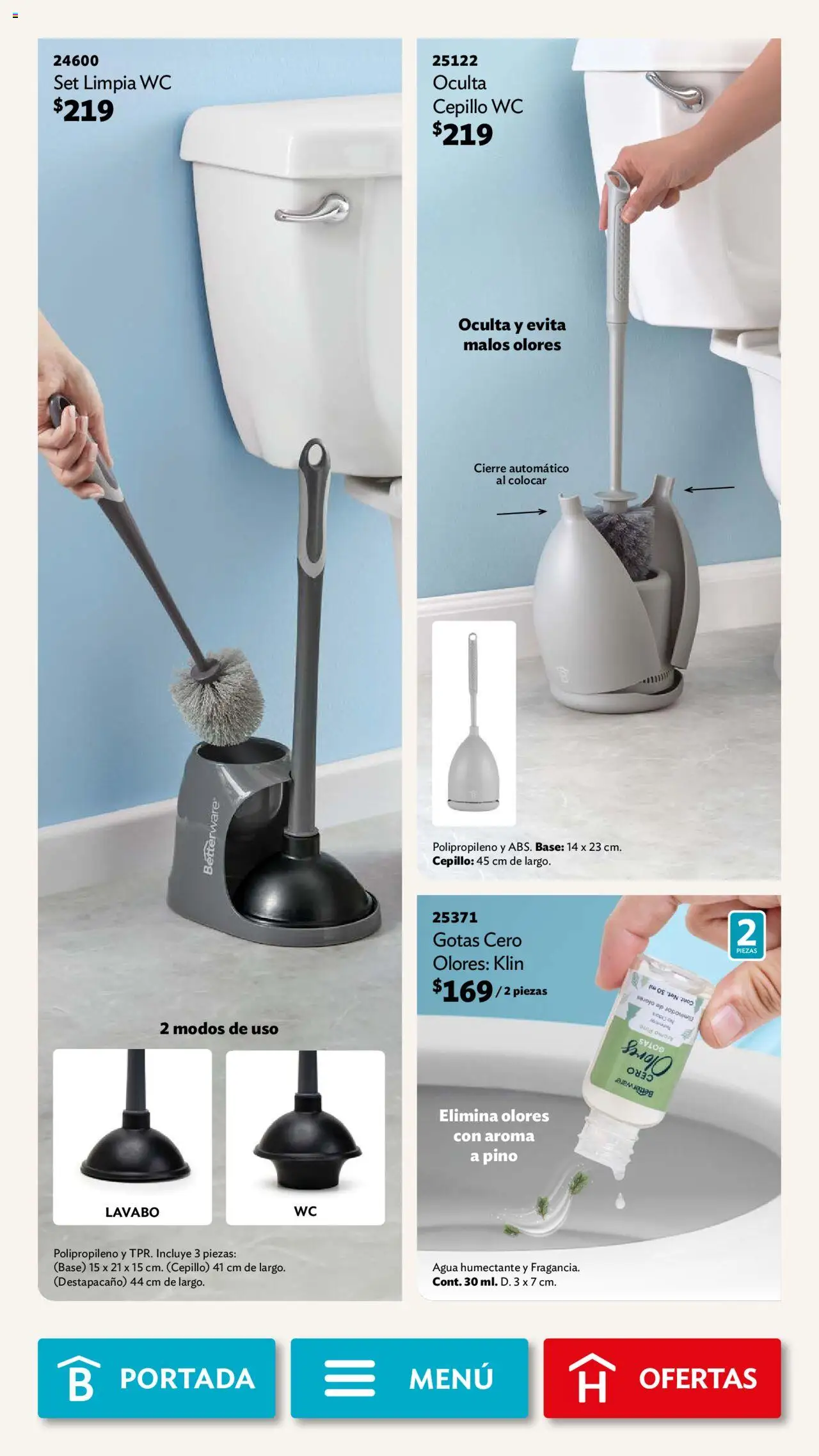 Nuevas ofertas de Betterware válidas en toda la República Mexicana desde el 01.09.2025. ¡Encuentra las mejores ofertas en Betterware - Campaña 9 2025! | Página: 96 | Productos: Cepillo, Agua, Wc, Lavabo