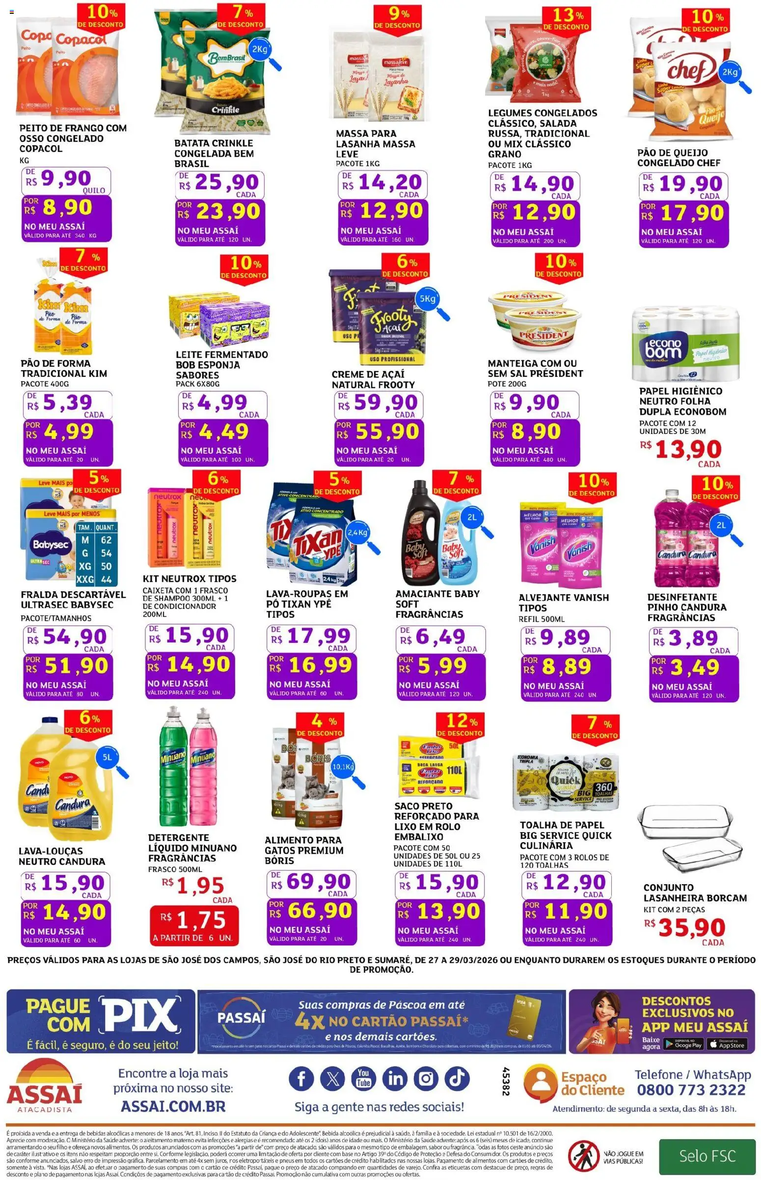 Assaí Atacadista Folheto - válido de 27.03.2026 | Página: 2 | Produtos: Ervilha, Cloro, Manteiga, Creme