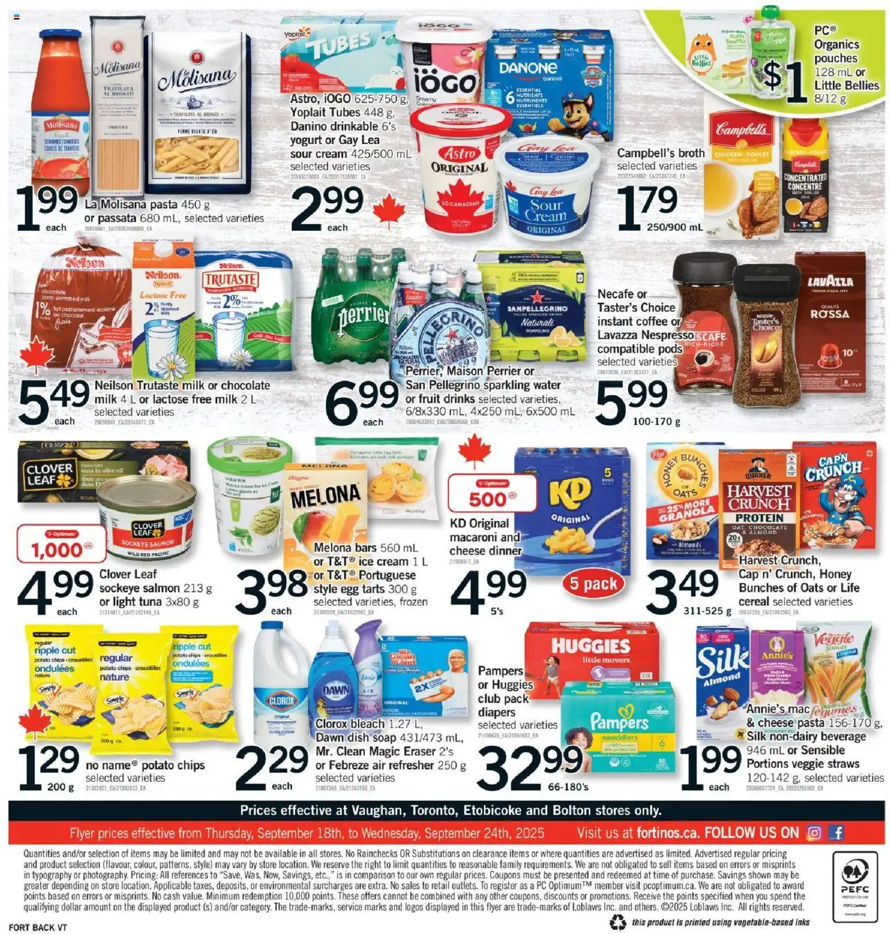 Fortinos flyer valid from 18.09.2025 | Page: 2 | Products: Ice cream, Soap, Milk, Oil
