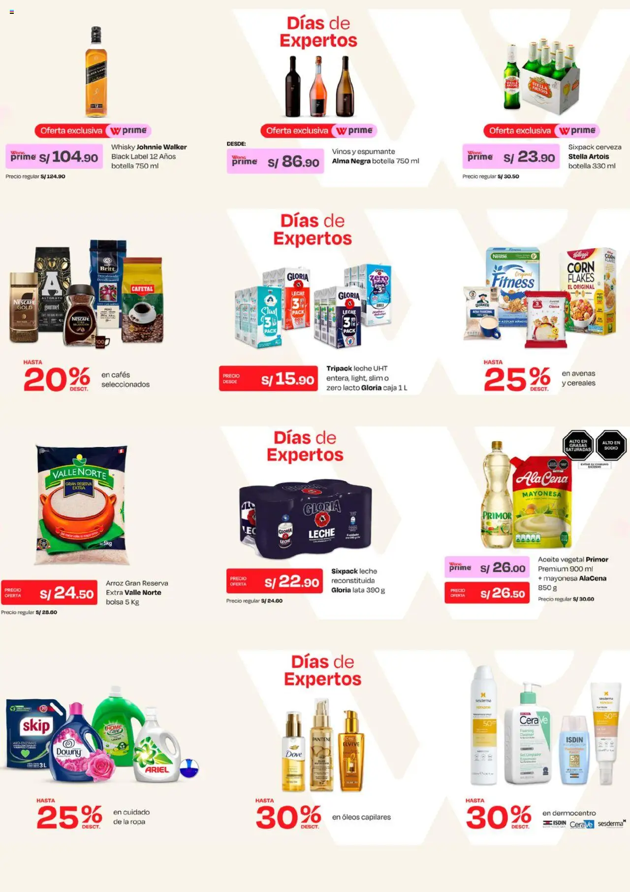 Catálogo Wong válido desde 11.08.2025 | Página: 2 | Productos: Caja, Leche, Aceite, Ropa
