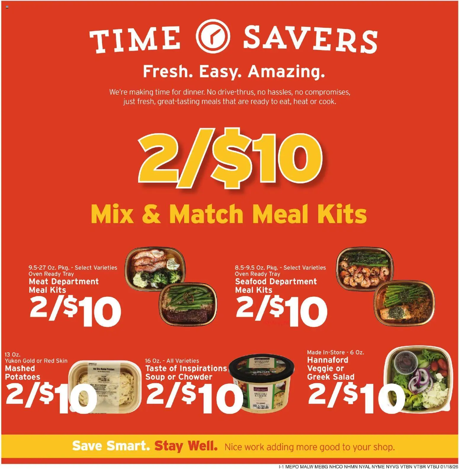 Hannaford Weekly Ad - valid from 18.01.2026 | Page: 10 | Products: Salad, Potatoes, Seafood, Oven