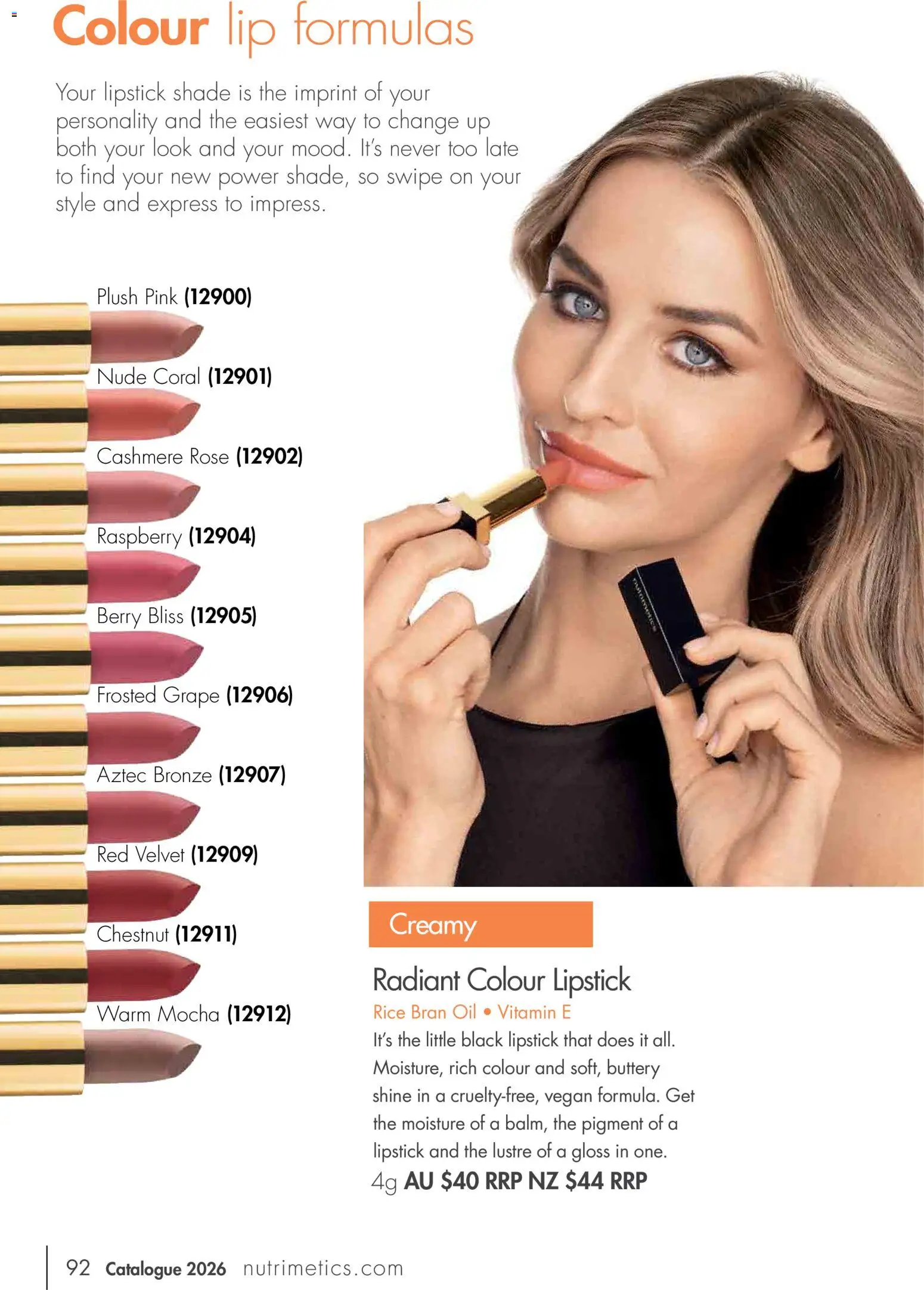 Nutrimetics catalogue - valid from 01.01.2026 | Page: 92 | Products: Lipstick, Rice, Raspberry
