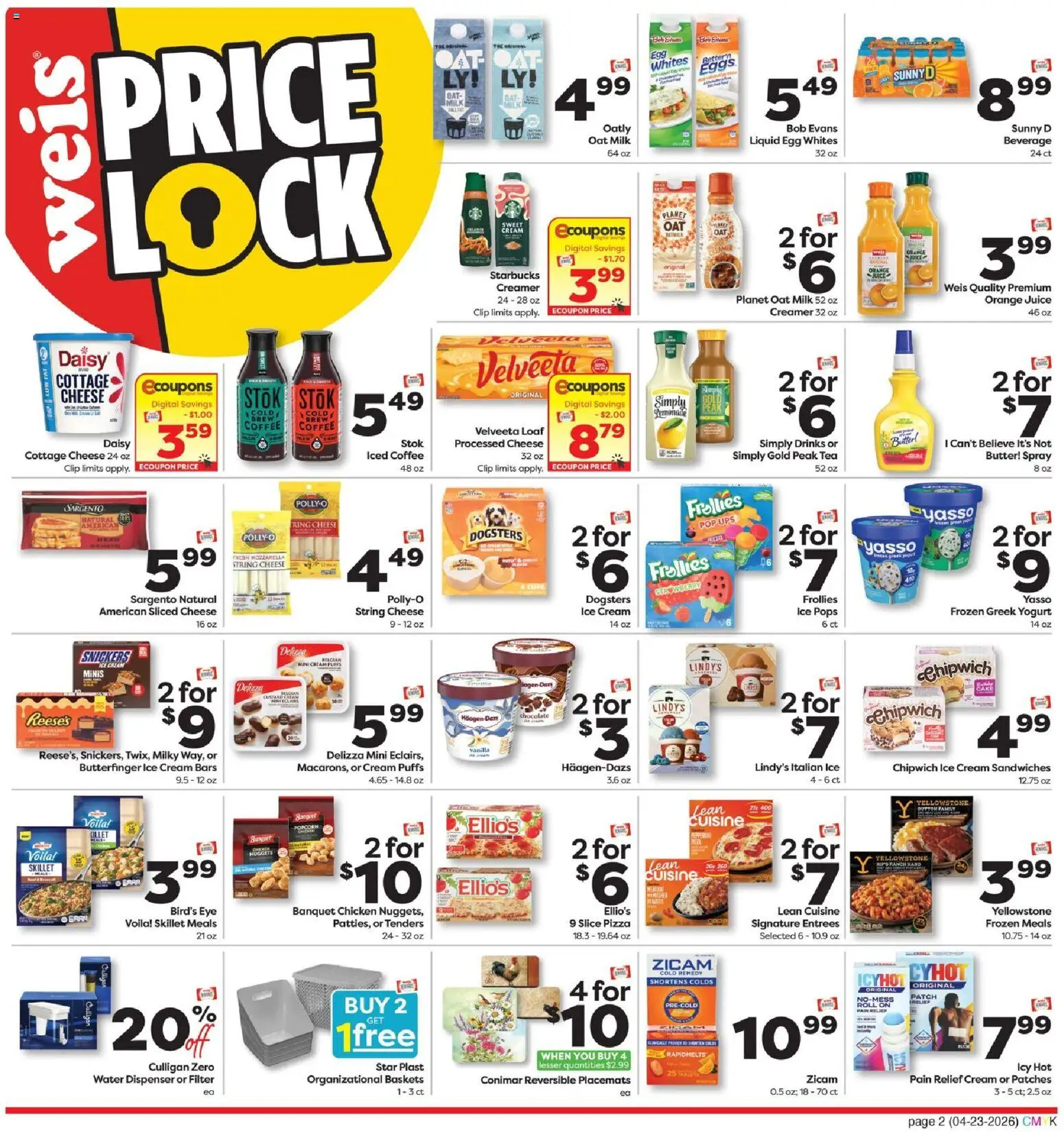 Weis Monthly Ad - valid from 23.04.2026 | Page: 2 | Products: Butter, Cottage cheese, Ice cream, UPS