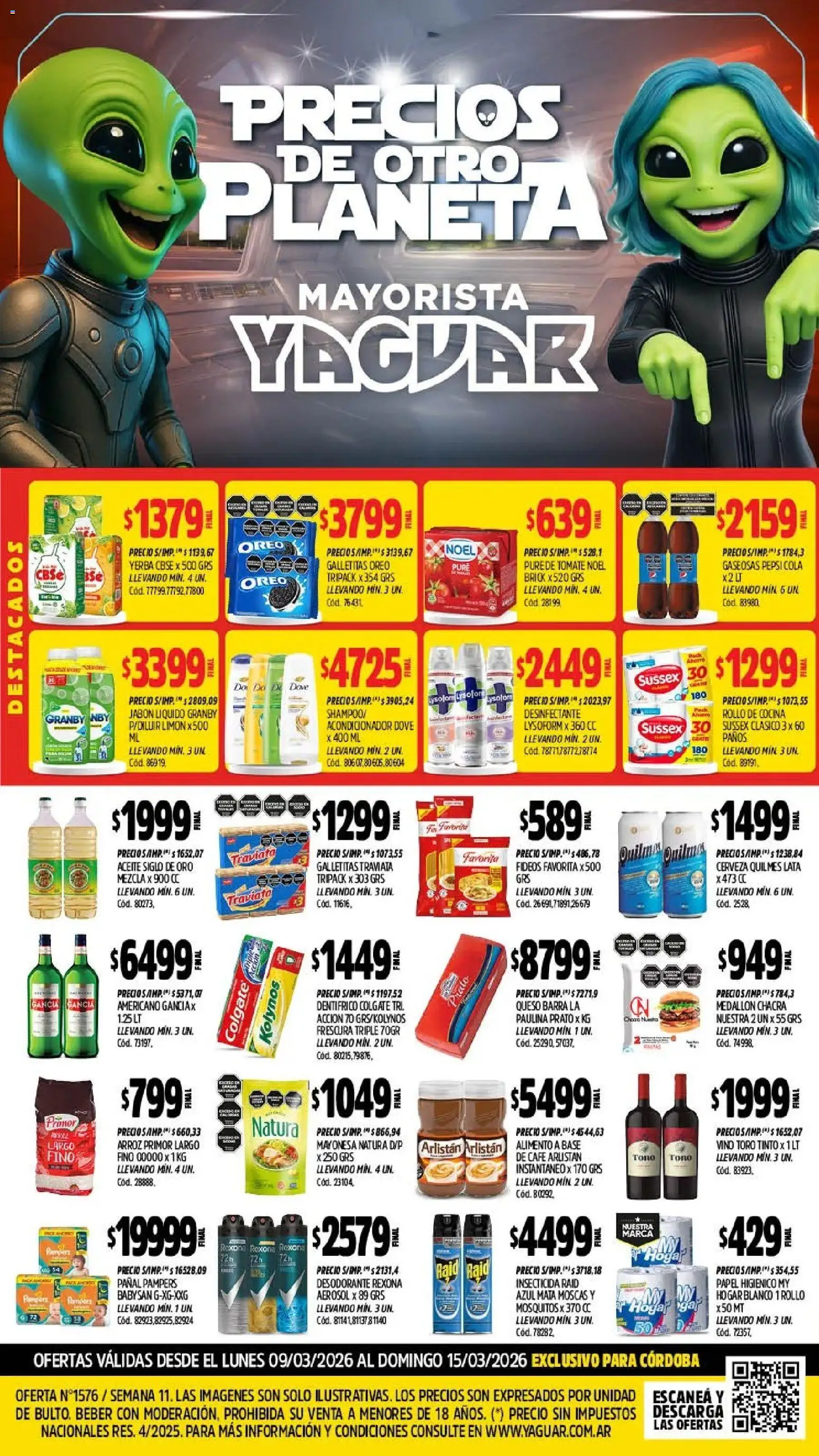 Yaguar - Oferta Semanal Córdoba │ válido desde el 09.03.2026 | Página: 1 | Productos: Desinfectante, Papel higiénico, Yerba, Acondicionador