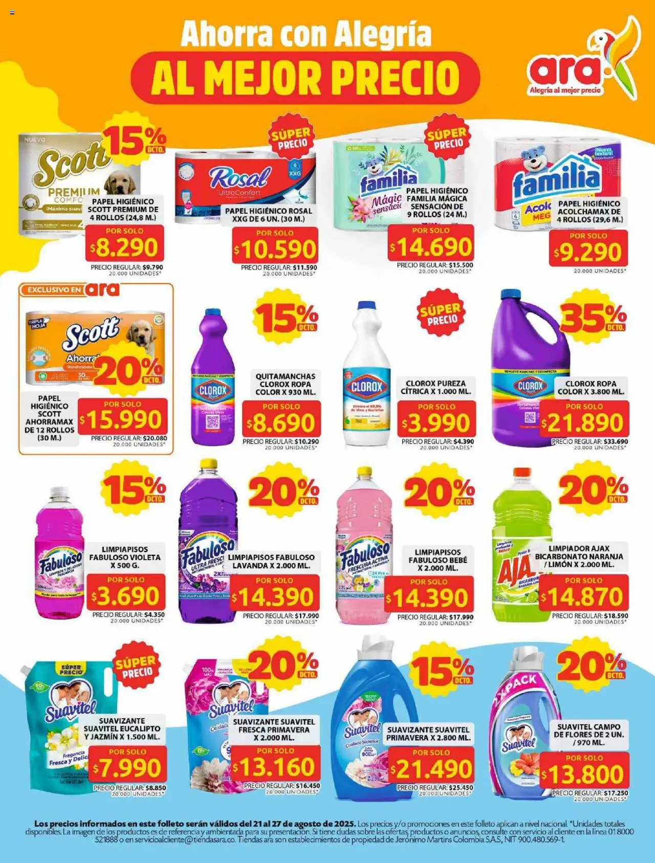 Ara revista - valida desde el 21.08.2025 | Página: 10 | Productos: Suavizante, Limón, Ropa, Papel higiénico