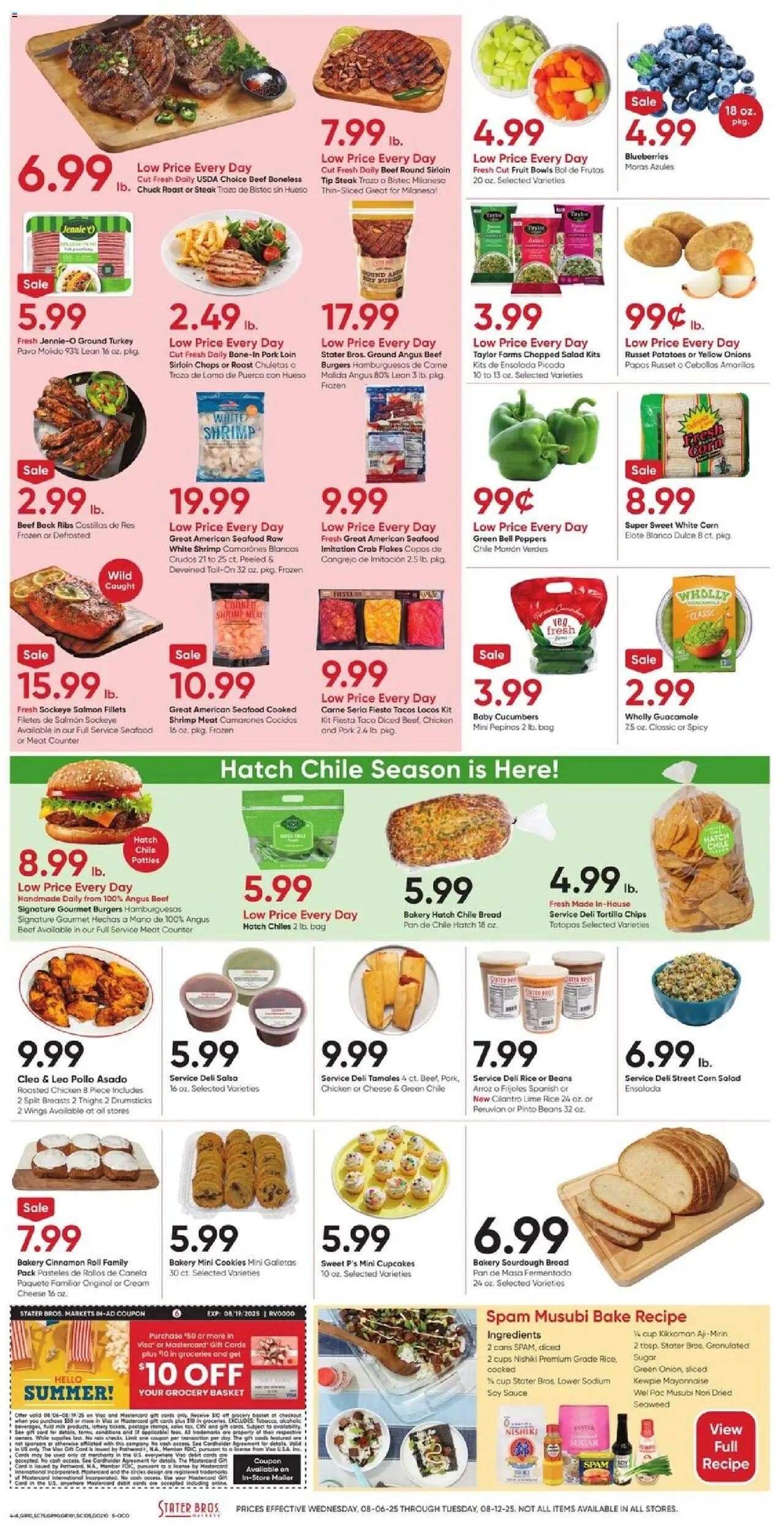 Stater Bros Weekly Ad - valid from 06.08.2025 | Page: 4 | Products: Chips, Salad, Seafood, Bag