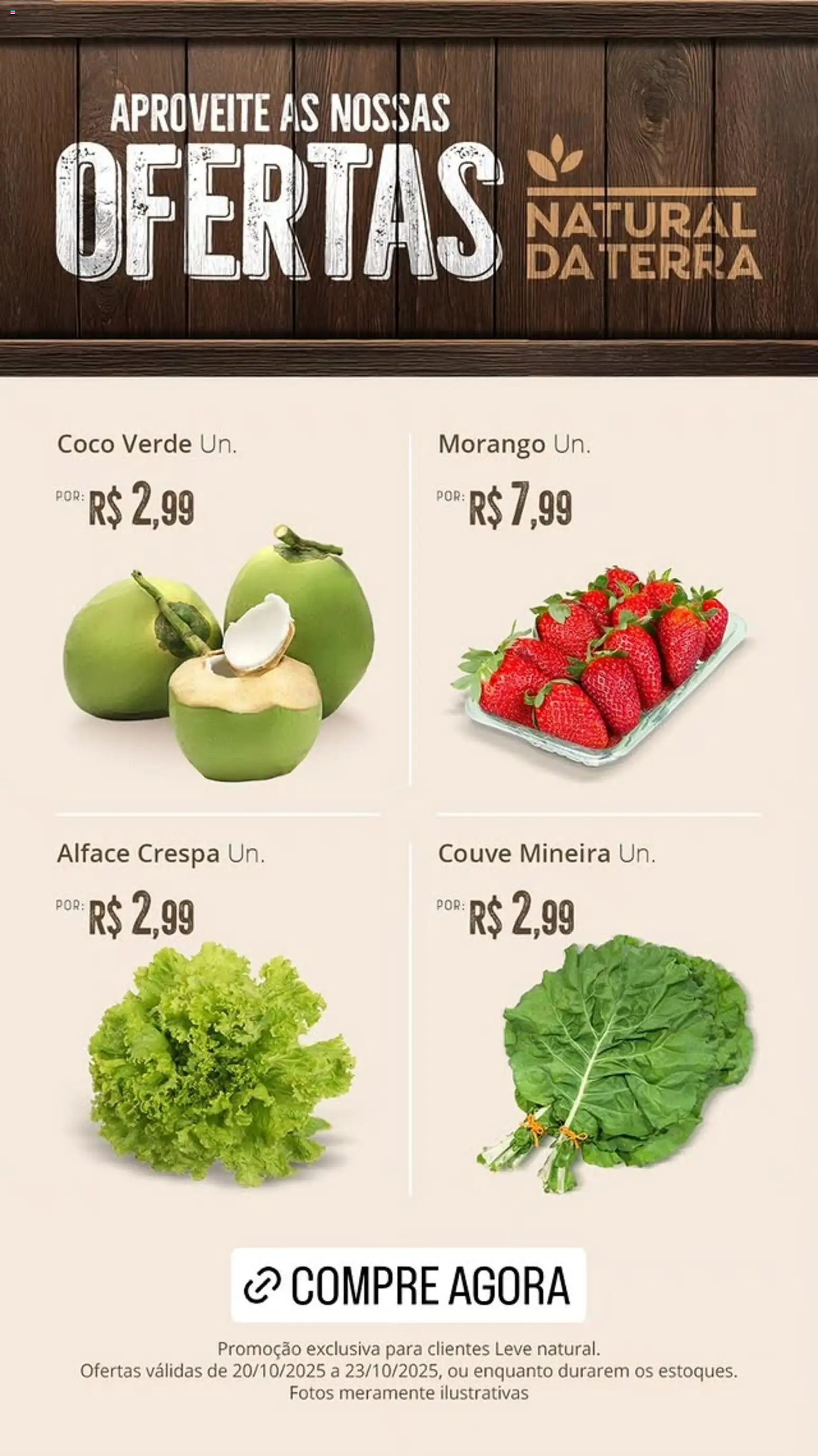 Natural da Terra Folheto - válido de 20.10.2025 | Página: 1 | Produtos: Coco, Alface, Couve