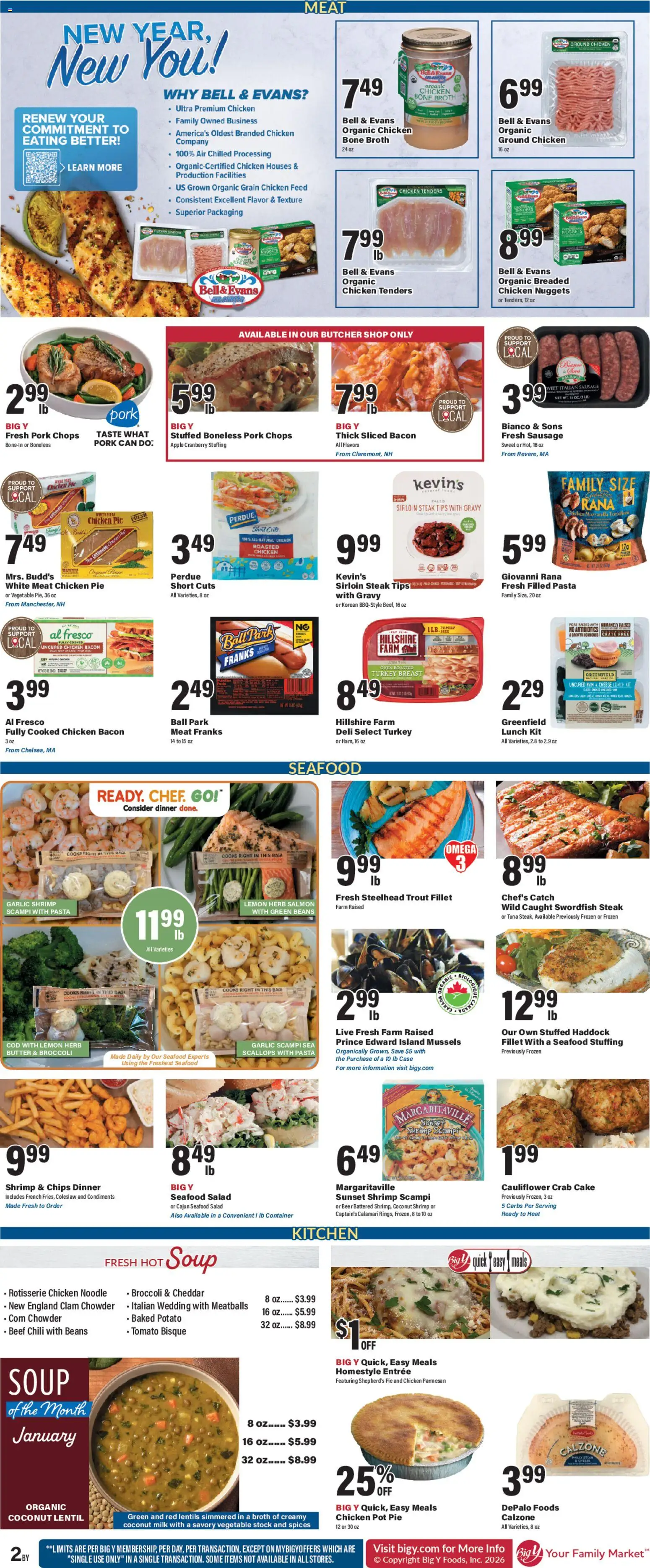 Big Y Weekly Ad - valid from 01.01.2026 | Page: 3 | Products: Butter, Chips, Salad, Garlic