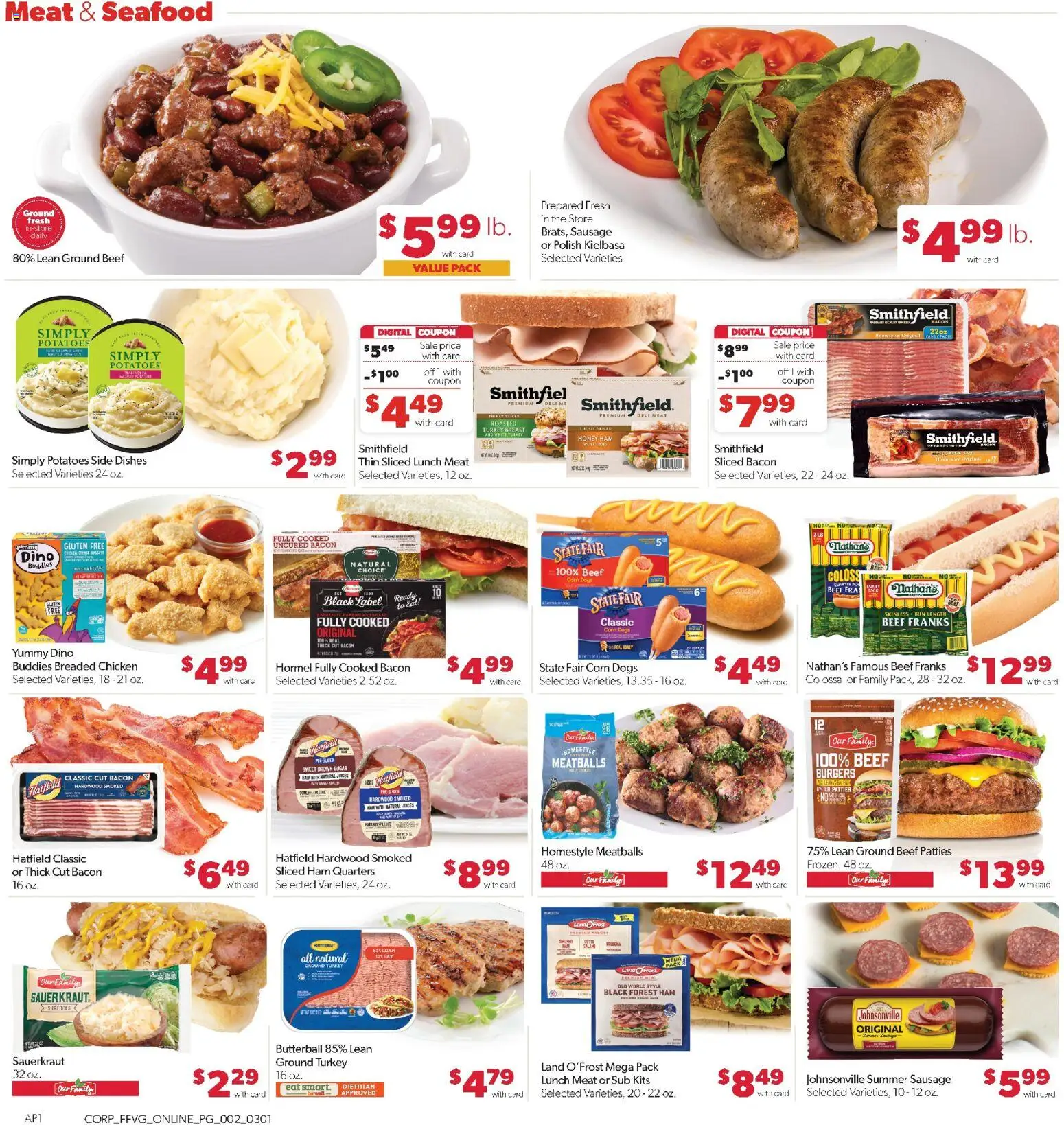 Family Fare Weekly Ad - valid from 01.03.2026 | Page: 7 | Products: Salami, Potatoes, Sugar, Seafood