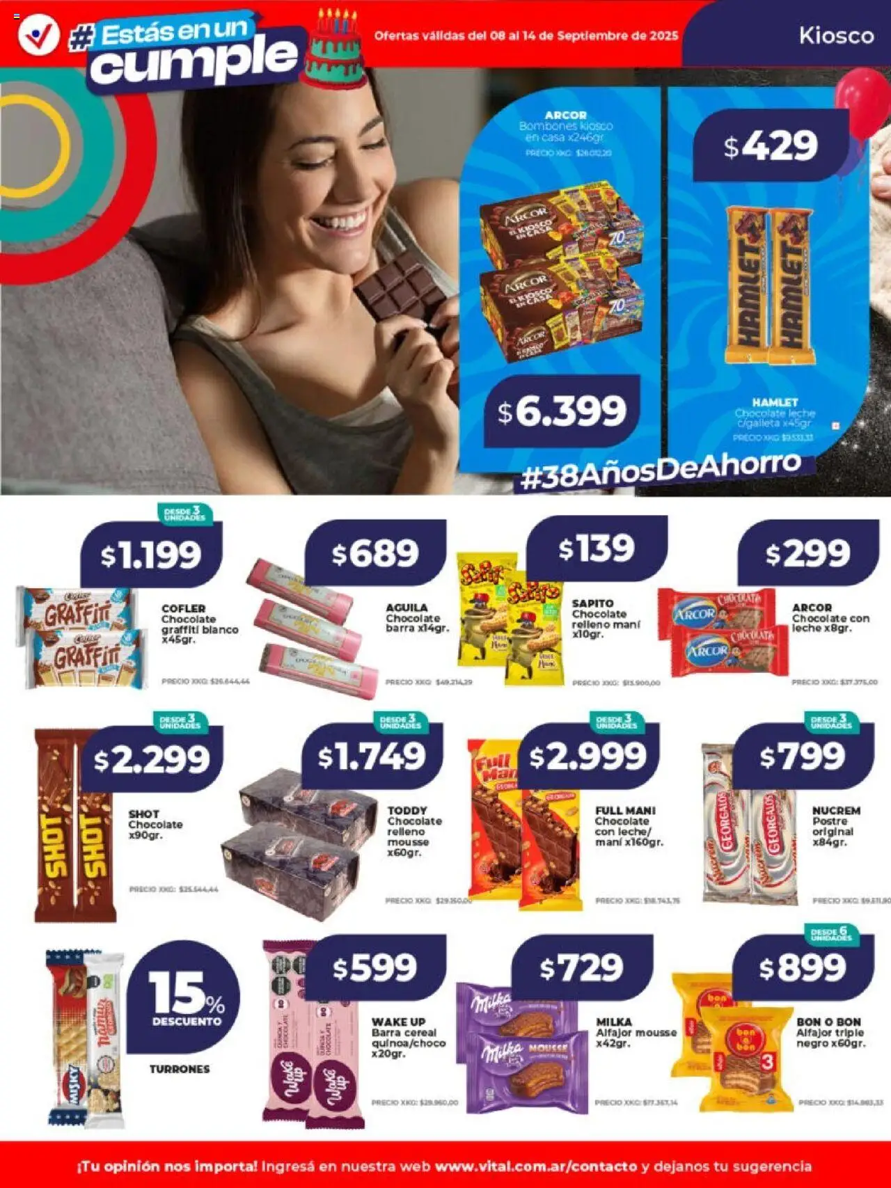 Vital ofertas - Bahía Blanca │ válido desde el 08.09.2025 | Página: 18 | Productos: Bombones, Mani, Mousse, Chocolate