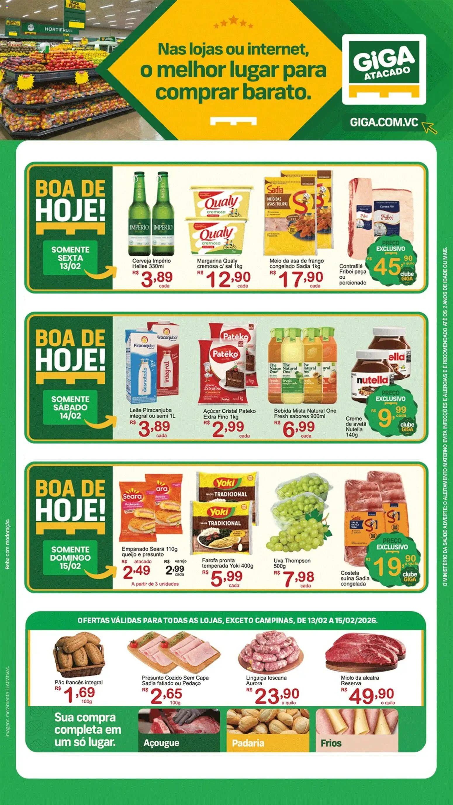 GIGA Atacado Folheto - válido de 13.02.2026 | Página: 1 | Produtos: Pó, Queijo, Cerveja, Açúcar