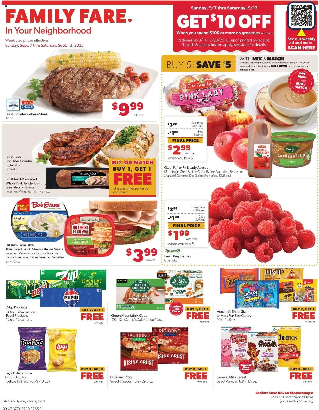 Family Fare Weekly Ad - NE - valid from 07.09.2025 | Page: 1 | Products: Milk, Coffee, Apples, Lemon