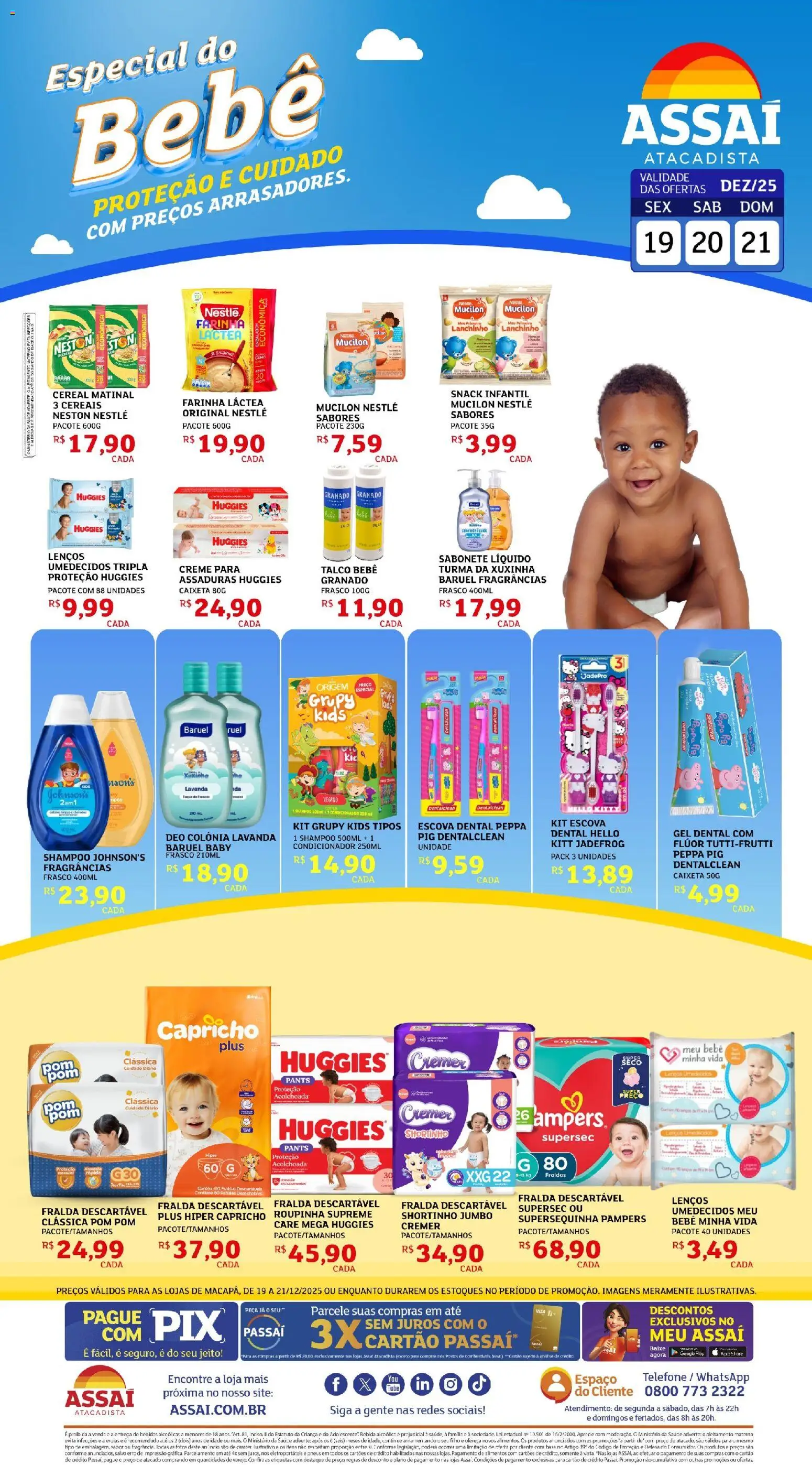 Assaí Atacadista Folheto - válido de 19.12.2025 | Página: 1 | Produtos: Pampers, Farinha láctea, Base, Creme