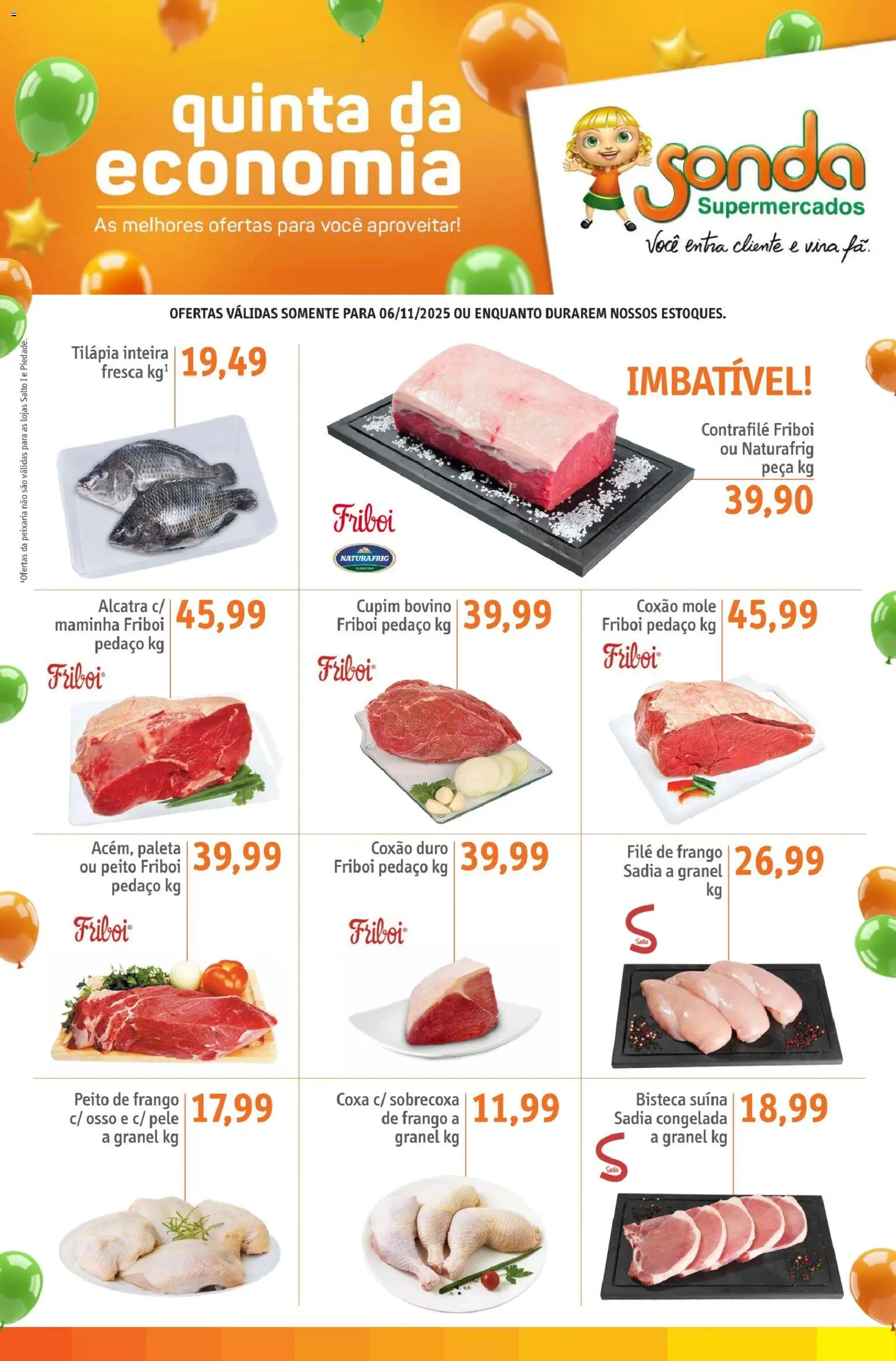 Sonda Folheto - válido de 06.11.2025 | Página: 1 | Produtos: Filé de frango, Tilápia, Frango, Peito de frango