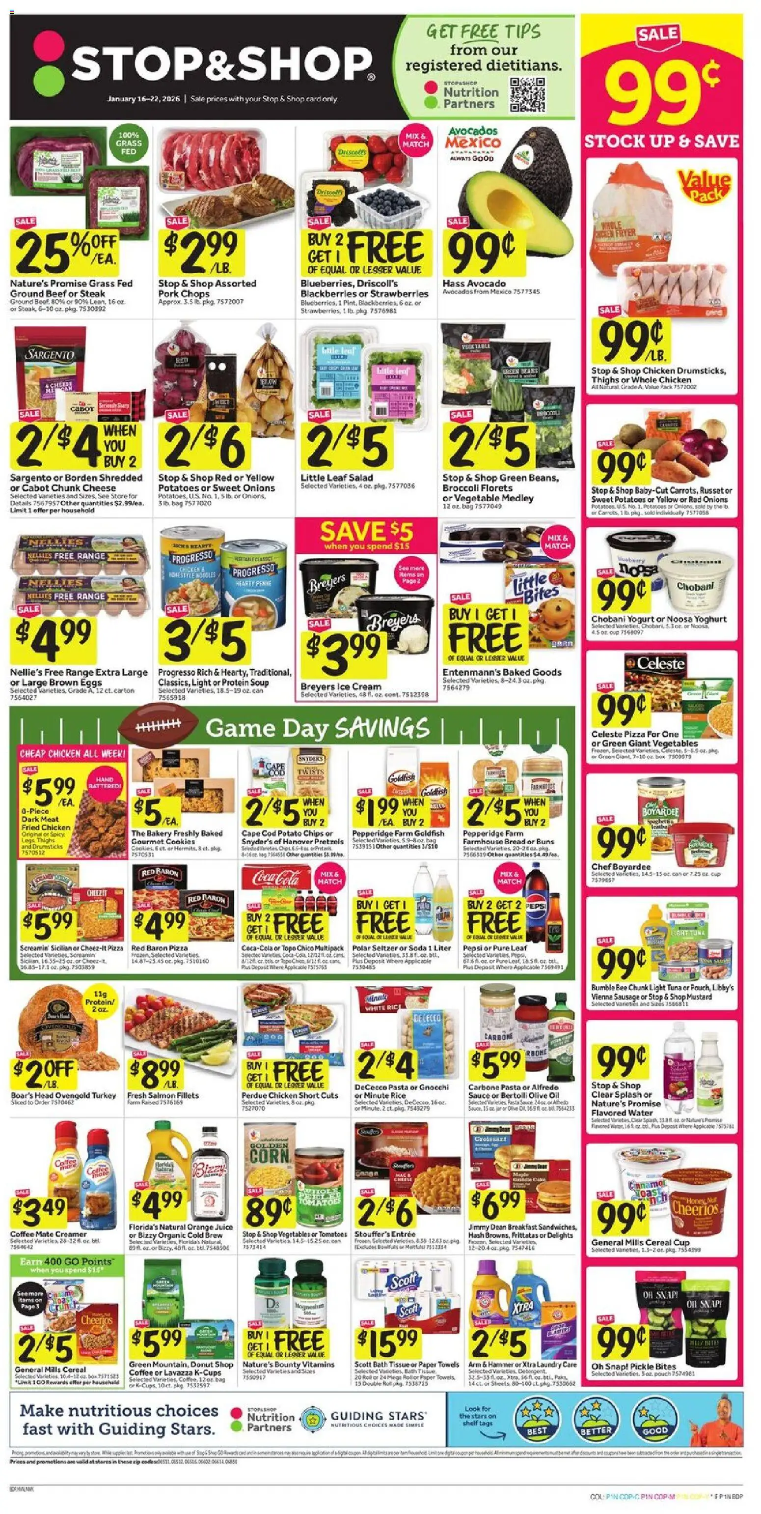 Stop & Shop Weekly Ad - valid from 16.01.2026 | Page: 1 | Products: Bakery, Bath, Cream, Vegetables