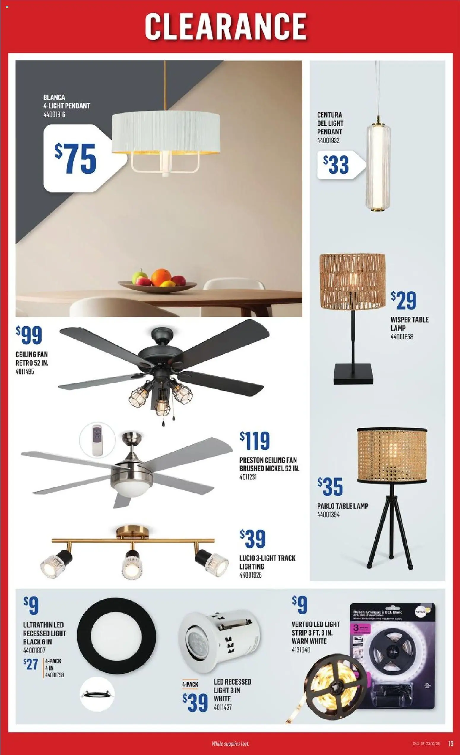 Canac flyer valid from 23.10.2025 | Page: 13 | Products: Fan, Table, Lamp